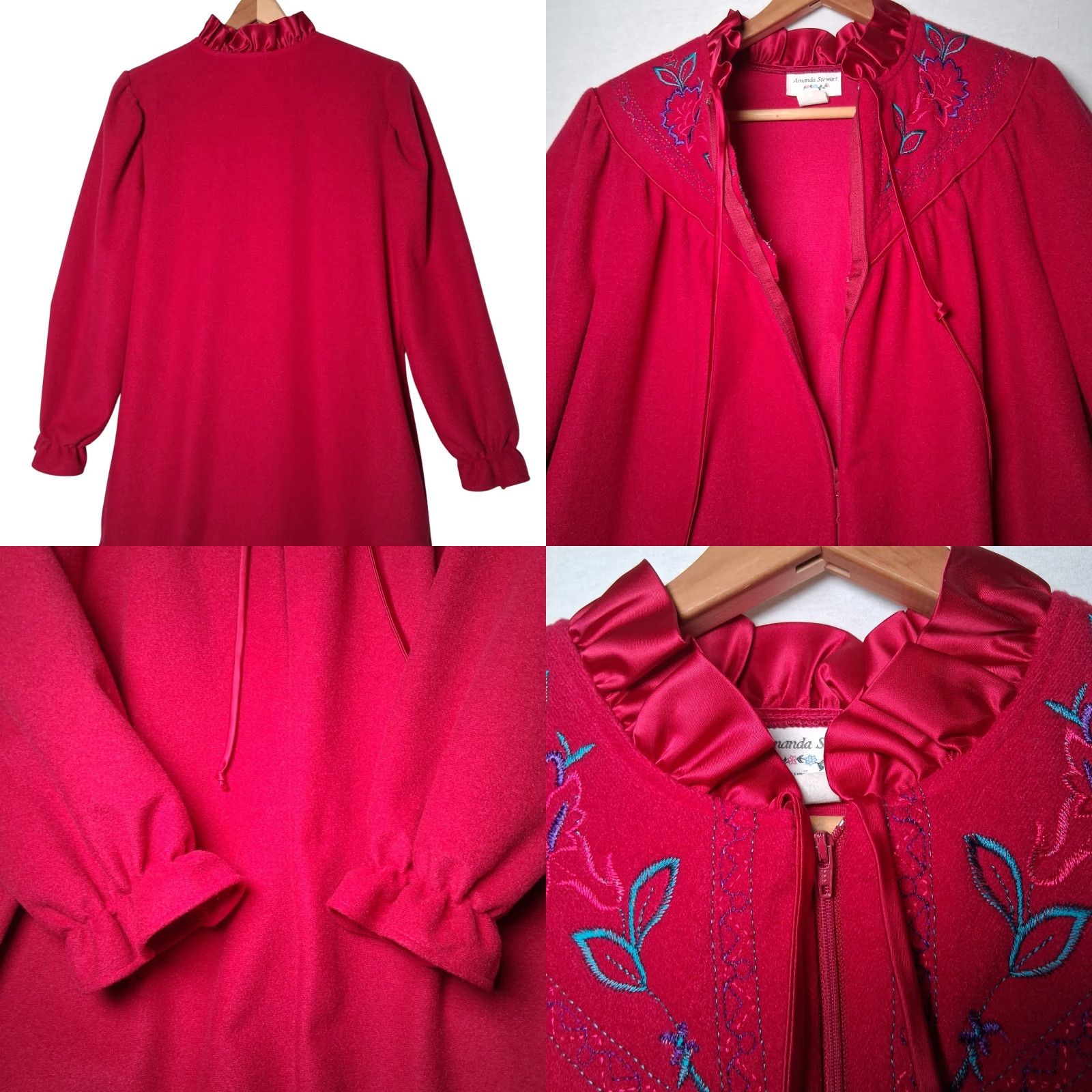 Vintage VINTAGE Amanda Stewart Intimates Robe Nightgown Housecoat S Pink 1980s Velour Eveningwear Girls Size ONE SIZE - 8 Thumbnail