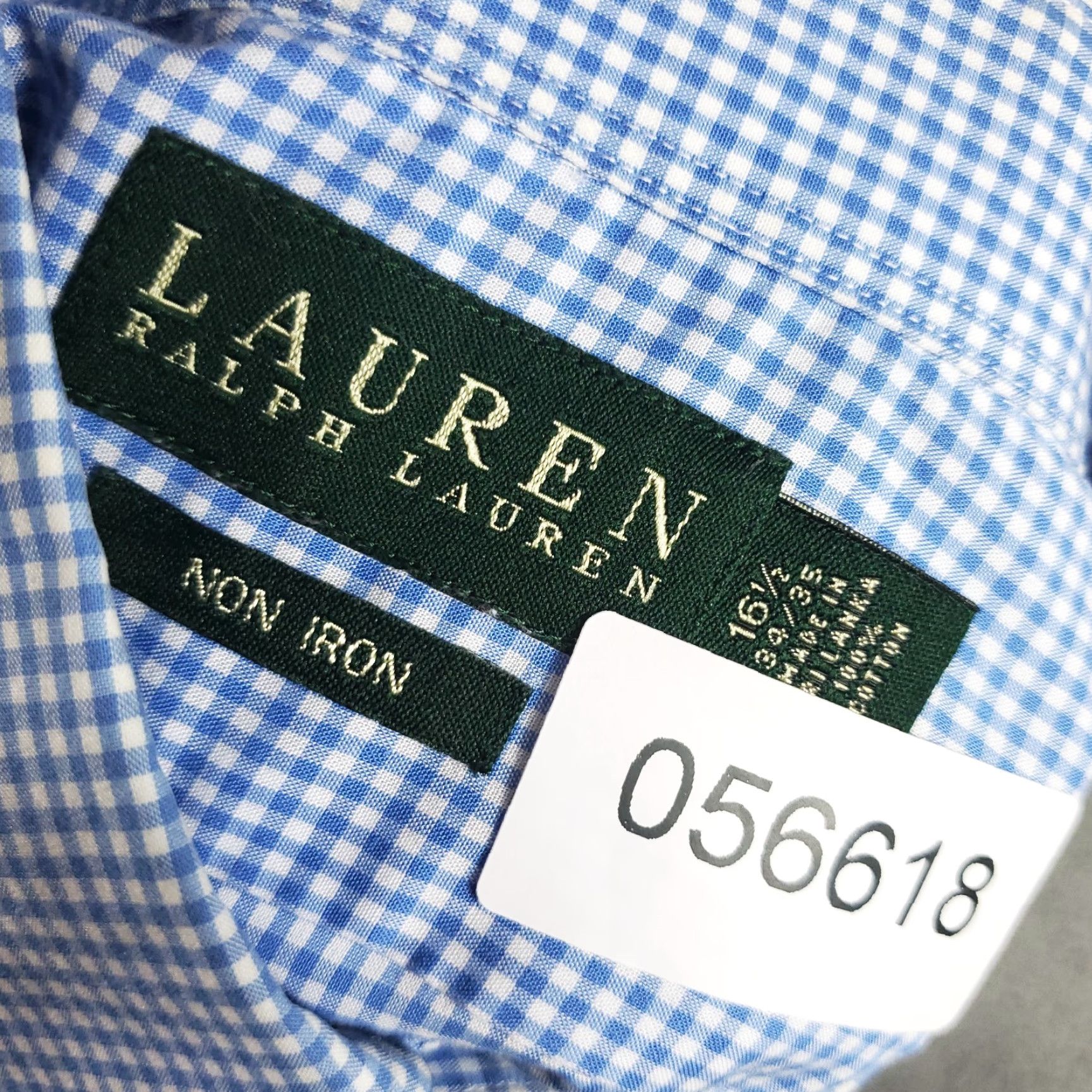 Ralph Lauren Ralph Lauren Dress Shirt Mens 16.5 Blue Check Long Sleeve Button Up Cotton Regular Fit Size 42R - 7 Thumbnail