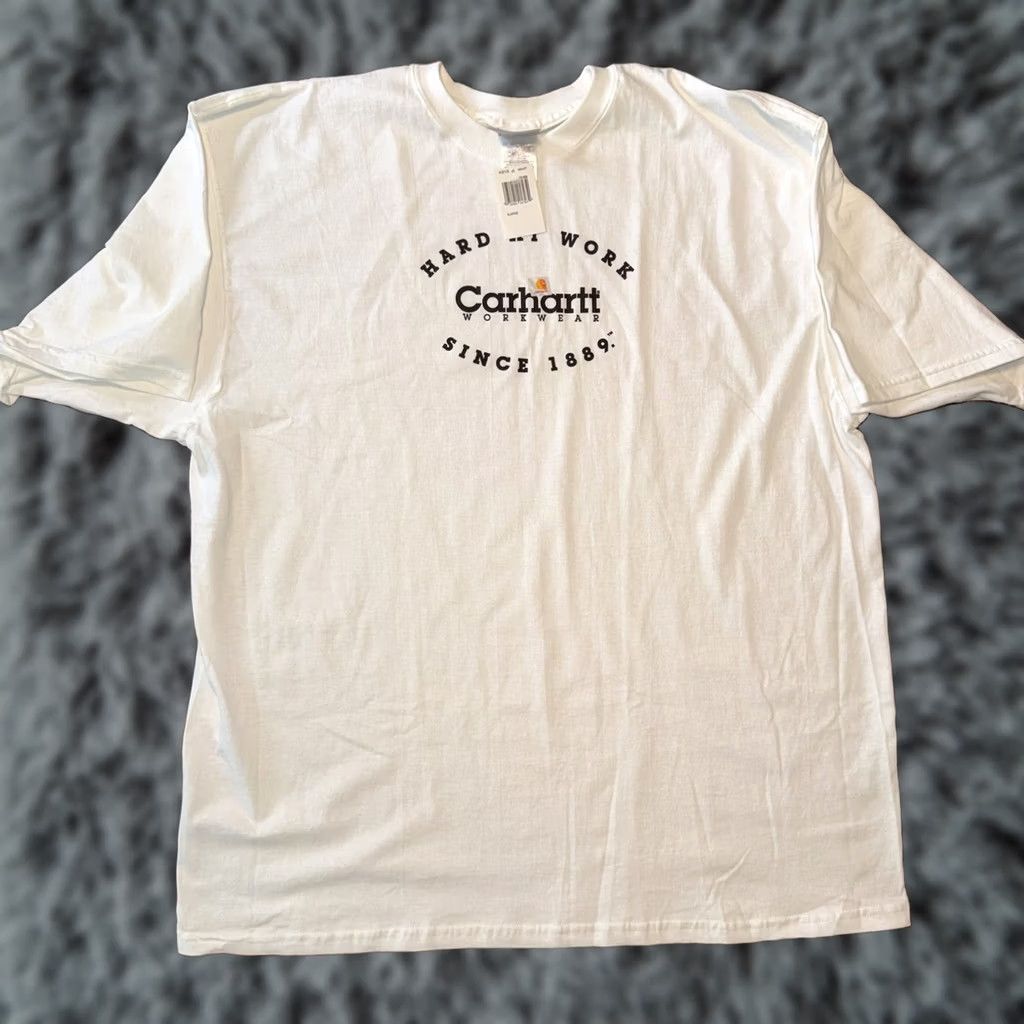 Carhartt VINTAGE Carhartt White Graphic Print Hard At Work T Shirt Mens XL New K215 Size US XL / EU 56 / 4 - 1 Thumbnail
