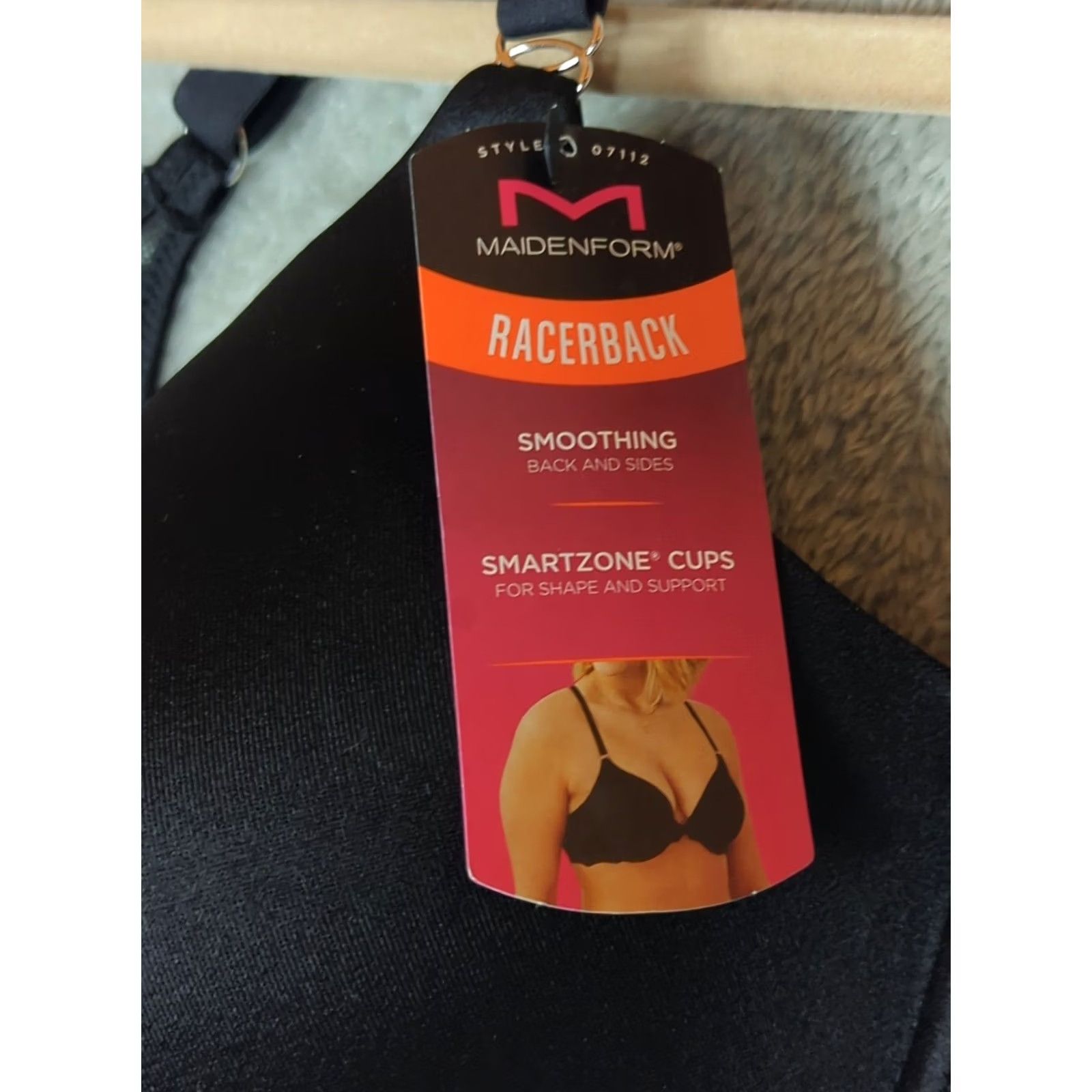 Vintage Maidenform Bra Racerback Lace Black 38DD Style 07112 Smoothing Smart Zone Cups Size ONE SIZE - 5 Thumbnail