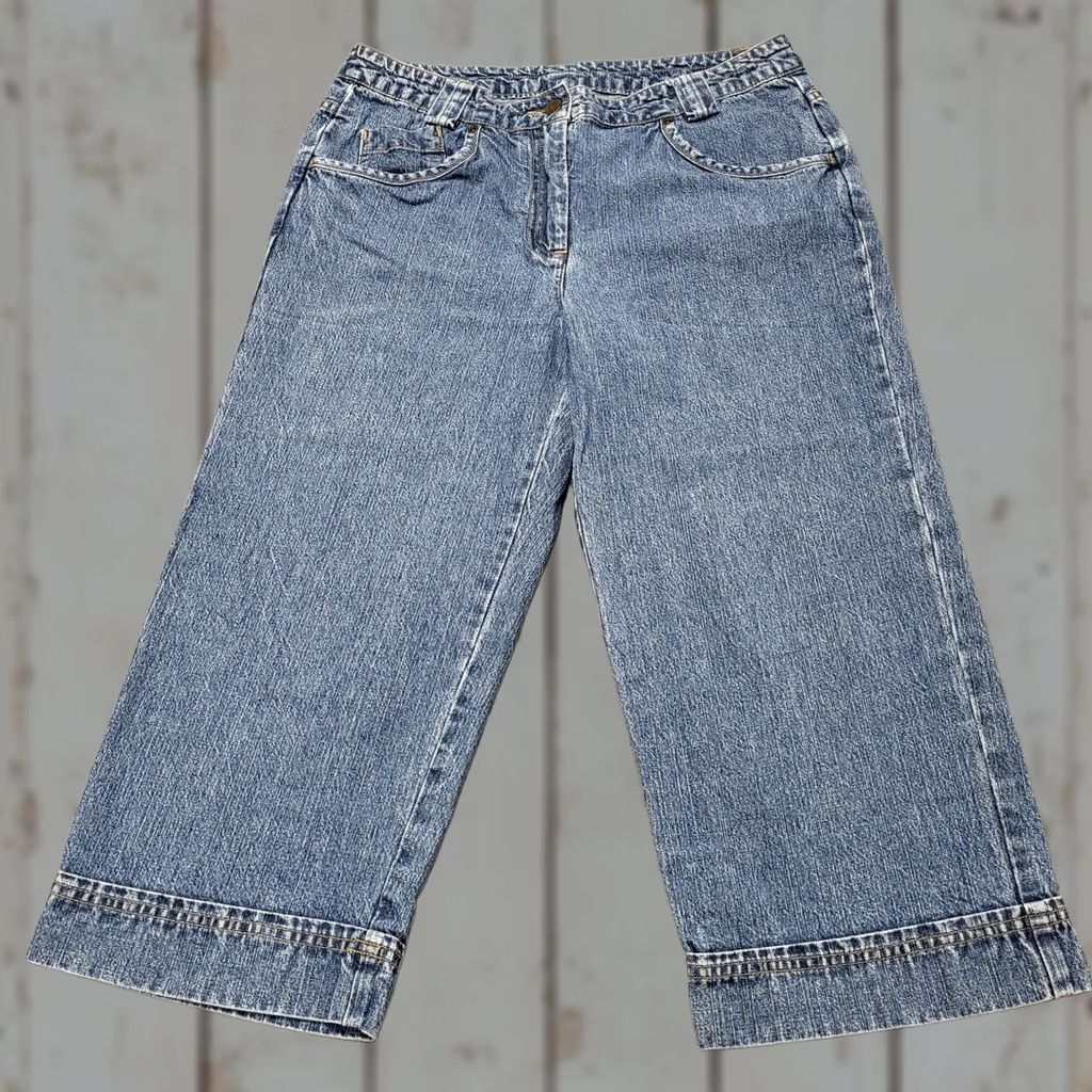 Vintage Christopher & Banks Capri Jeans Denim Wide Leg Knee Length Blue Size 8 Womens Regular 100% Cotton Size 30" / US 8 / IT 44 - 1 Thumbnail