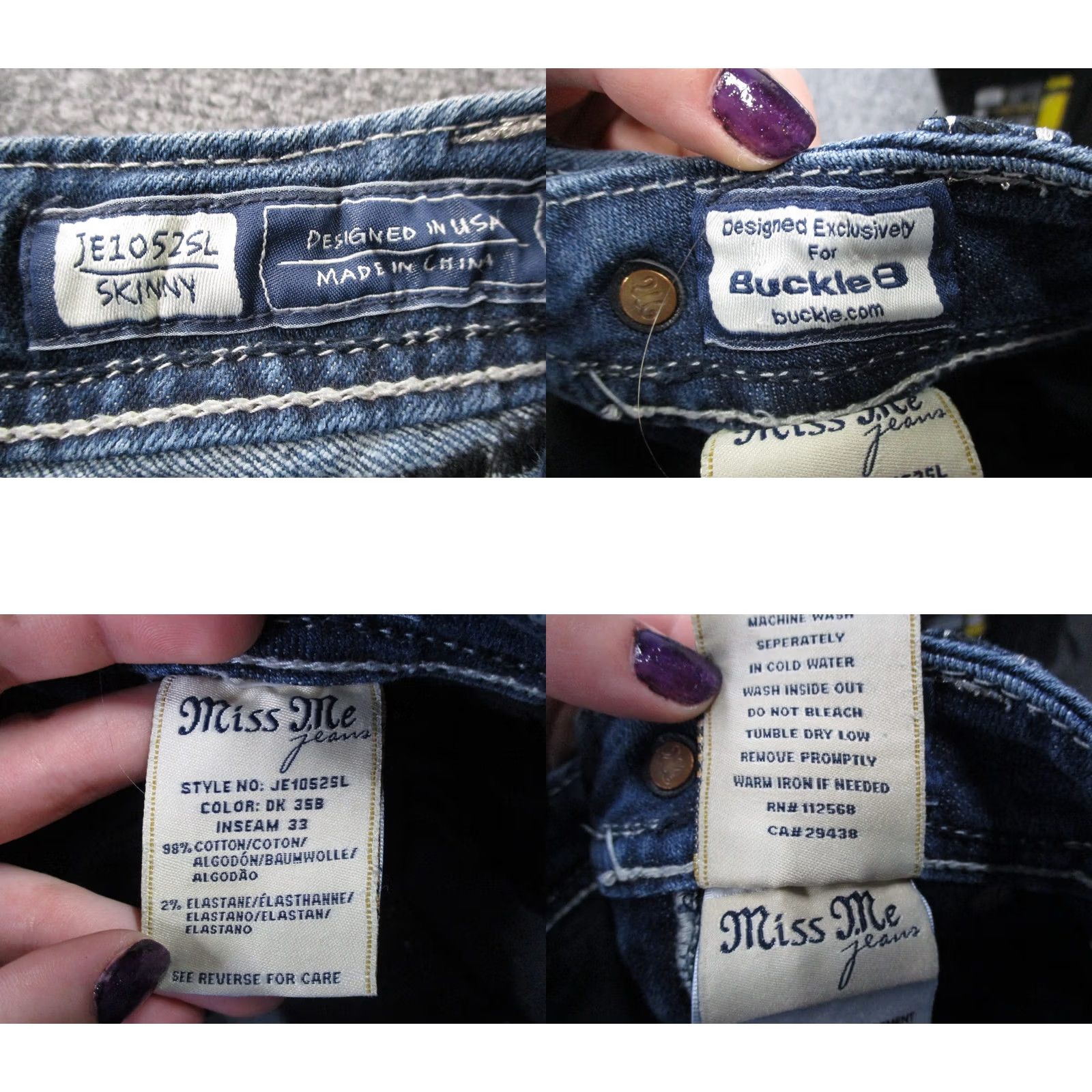 Miss Me Miss Me Jeans Womens 25 Blue Denim Buckle Skinny Faded Y2K Casual Stretch Jeans Girls Womens 25 Blue Denim Buckle Skinny Faded Y2K Casual Stretch Size 42" / US 20 - 9 Thumbnail