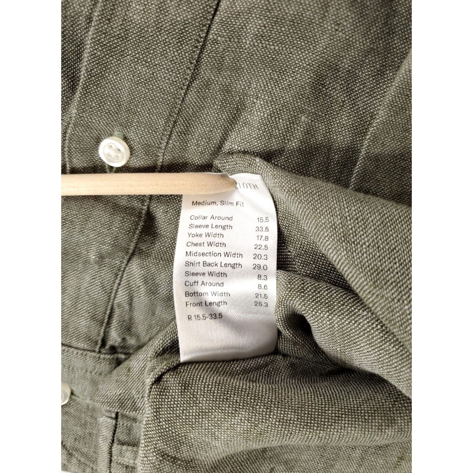 Proper Cloth Proper Cloth Button Up Shirt 100% Linen Long Sleeve Gray Mens M Slim Fit Shirt Size US M / EU 48-50 / 2 - 3 Thumbnail