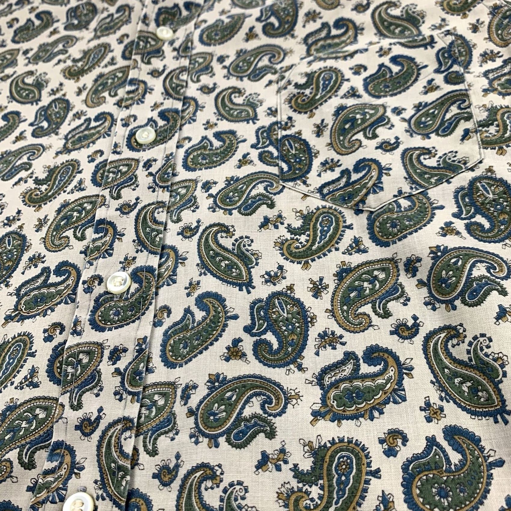 Vintage VINTAGE Archdale Button Up Shirt Womens 16 Green Paisley 1950s 1960s Collared Shirt Size XXL / US 16-18 / IT 52-54 - 3 Thumbnail