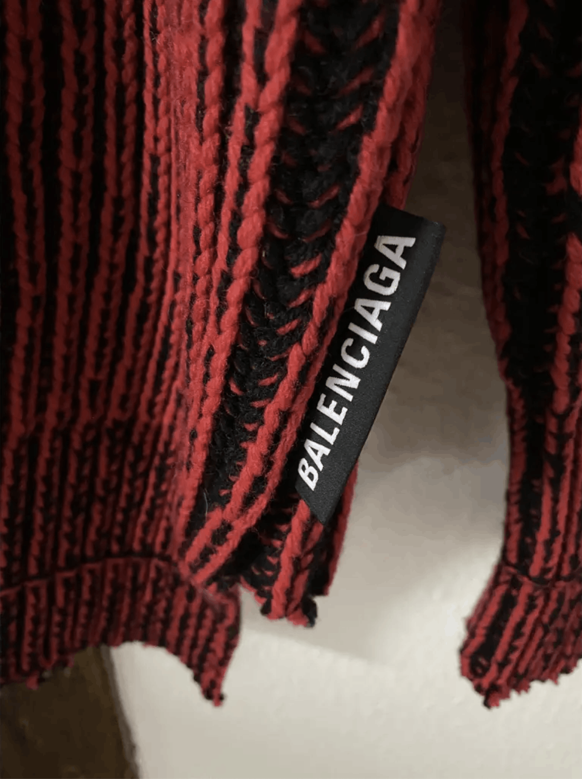 Balenciaga Balenciaga Red Striped Chunky Knit Sweater Size US XL / EU 56 / 4 - 7 Thumbnail