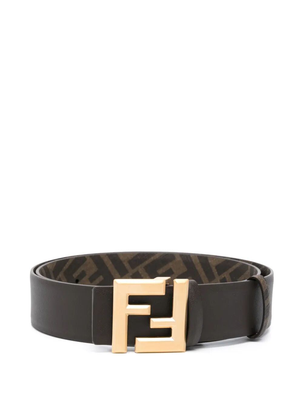 Fendi FF SQUARED LEATHER AND CANVAS REVERSIBLE BELT Size ONE SIZE - 1 Thumbnail
