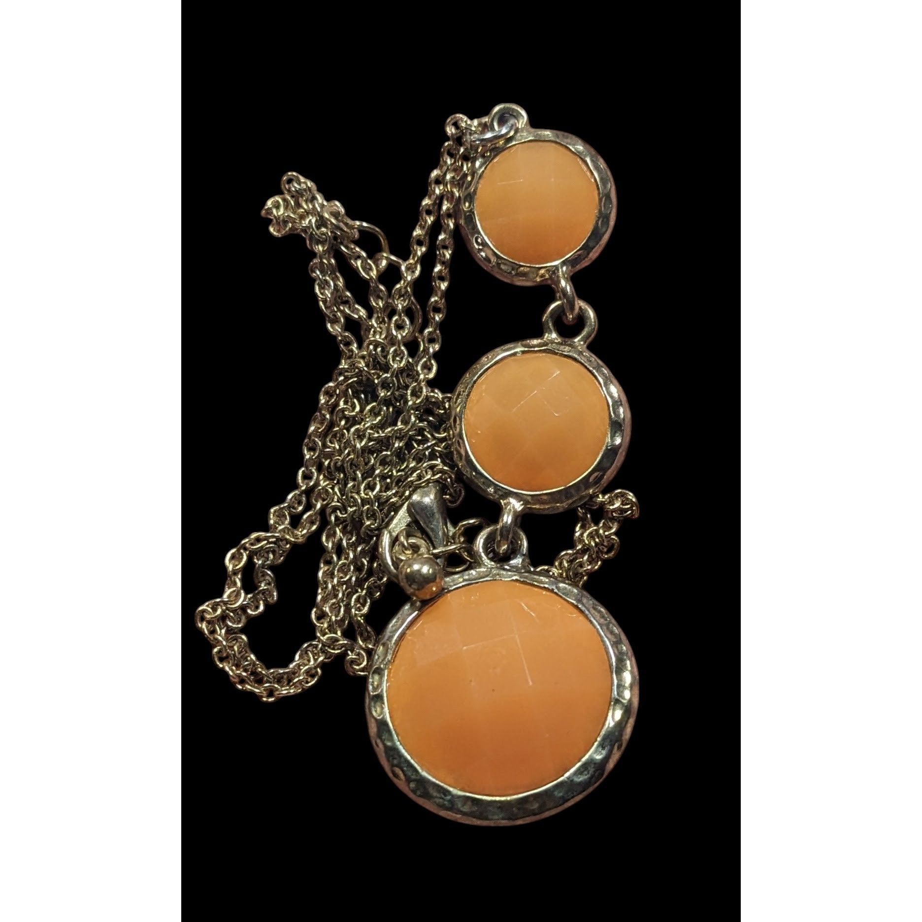 Other Funky Orange And Gold Tone Gemmed Graduated Pendant Necklace Size ONE SIZE - 4 Thumbnail
