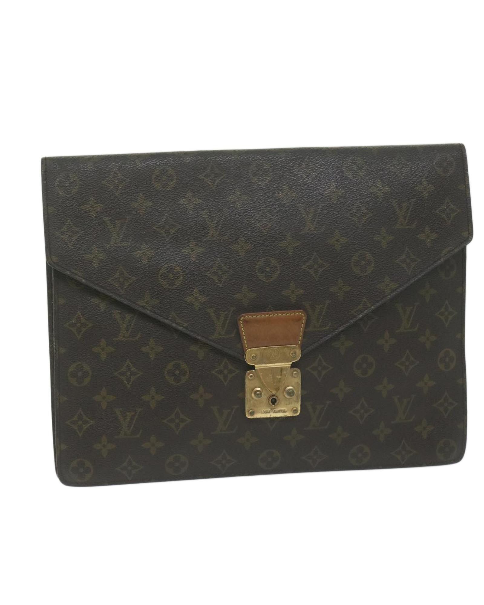 image of Louis Vuitton Sophisticated Monogram Canvas Briefcase With Functional Design in Brown, Men's