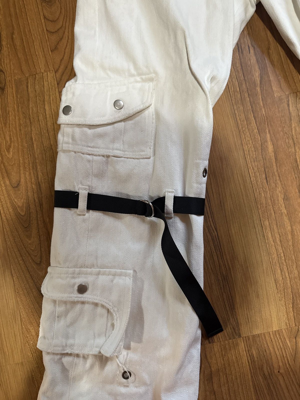 Vintage White Denim Cargo Pants Size US 30 / EU 46 - 4 Thumbnail