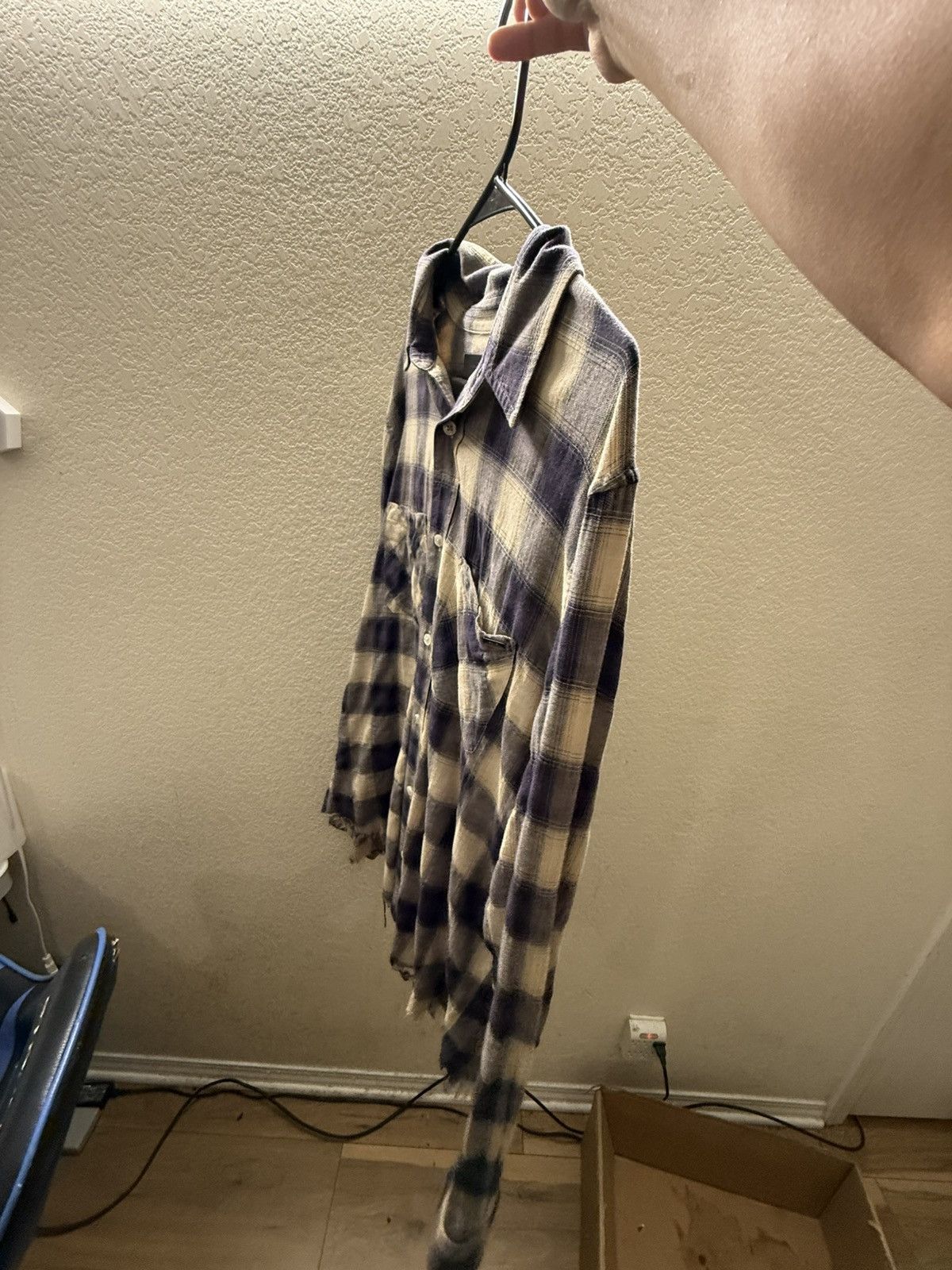 Amiri Amiri Flannel Light Blue Long Sleeve Button Down Frayed Hem Size US M / EU 48-50 / 2 - 2 Thumbnail