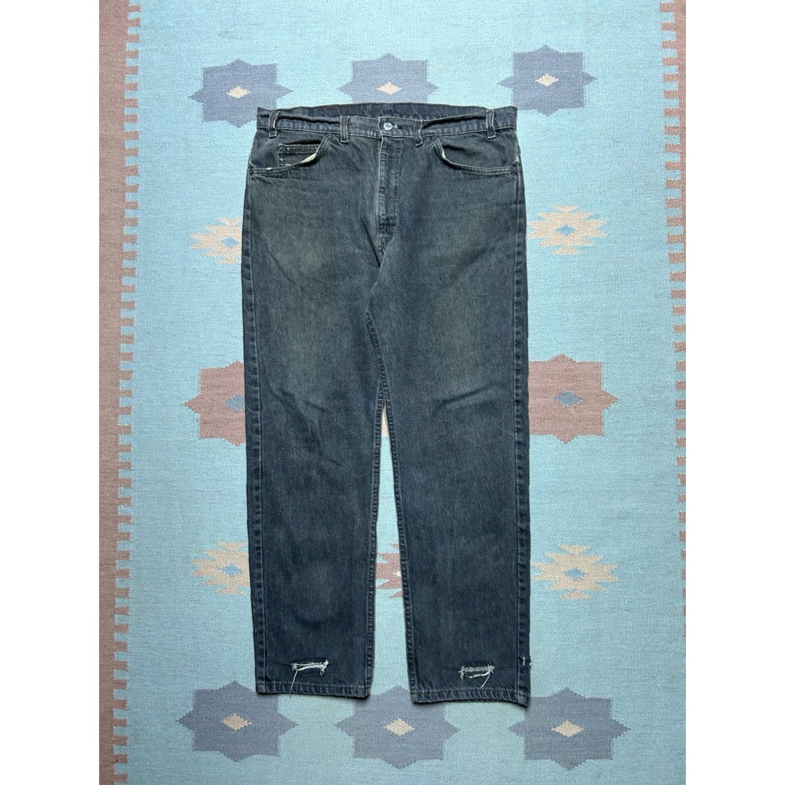 VINTAGE Levi’s 505 Jeans Men Regular Straight 36 Black Distressed 90s Skater 29in Inseam