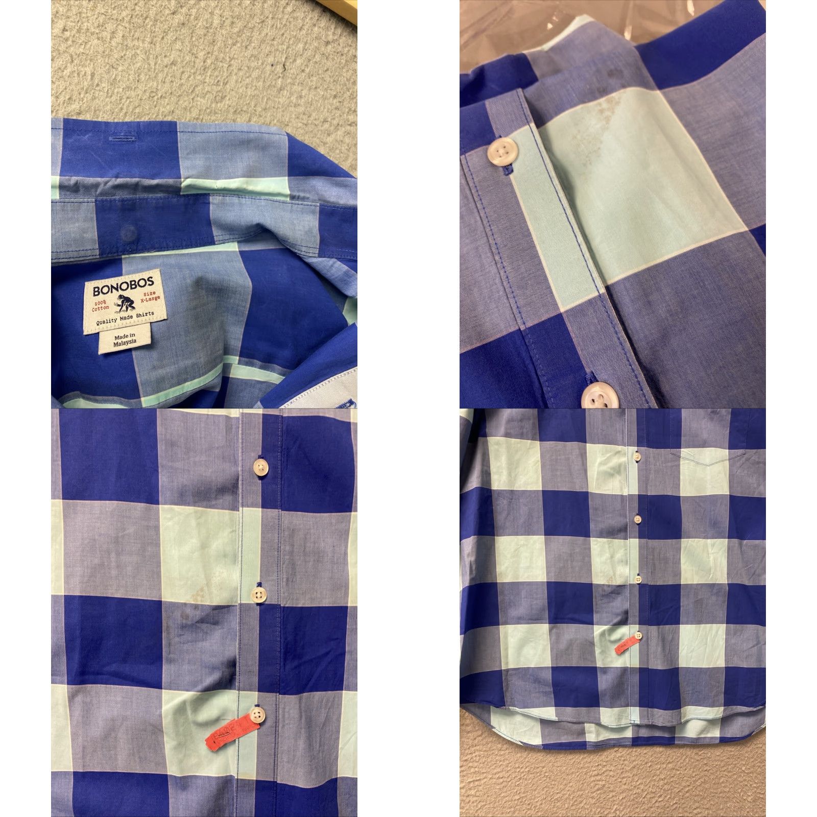 Bonobos Bonobos Shirt Mens XL blue Turquoise Plaid Cotton Casual Button-Up Collared Long Sleeve Size US XL / EU 56 / 4 - 9 Thumbnail