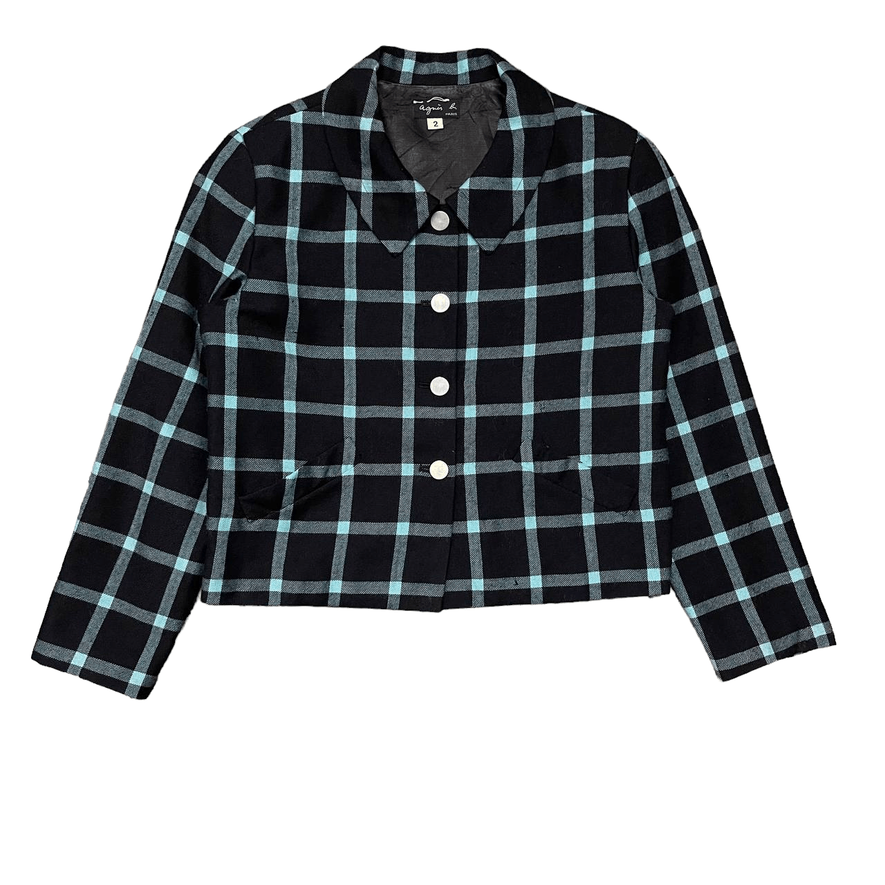 agnes b. Vintage Agnes B. Wool Plaid Cropped Coat Jacket Size M / US 6-8 / IT 42-44 - 1 Thumbnail