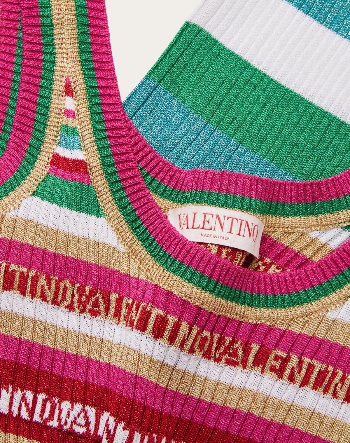 Valentino o1s1wg110625 Stripes Lurex Dress in Multicolor Size XL / US 12-14 / IT 48-50 - 7 Thumbnail