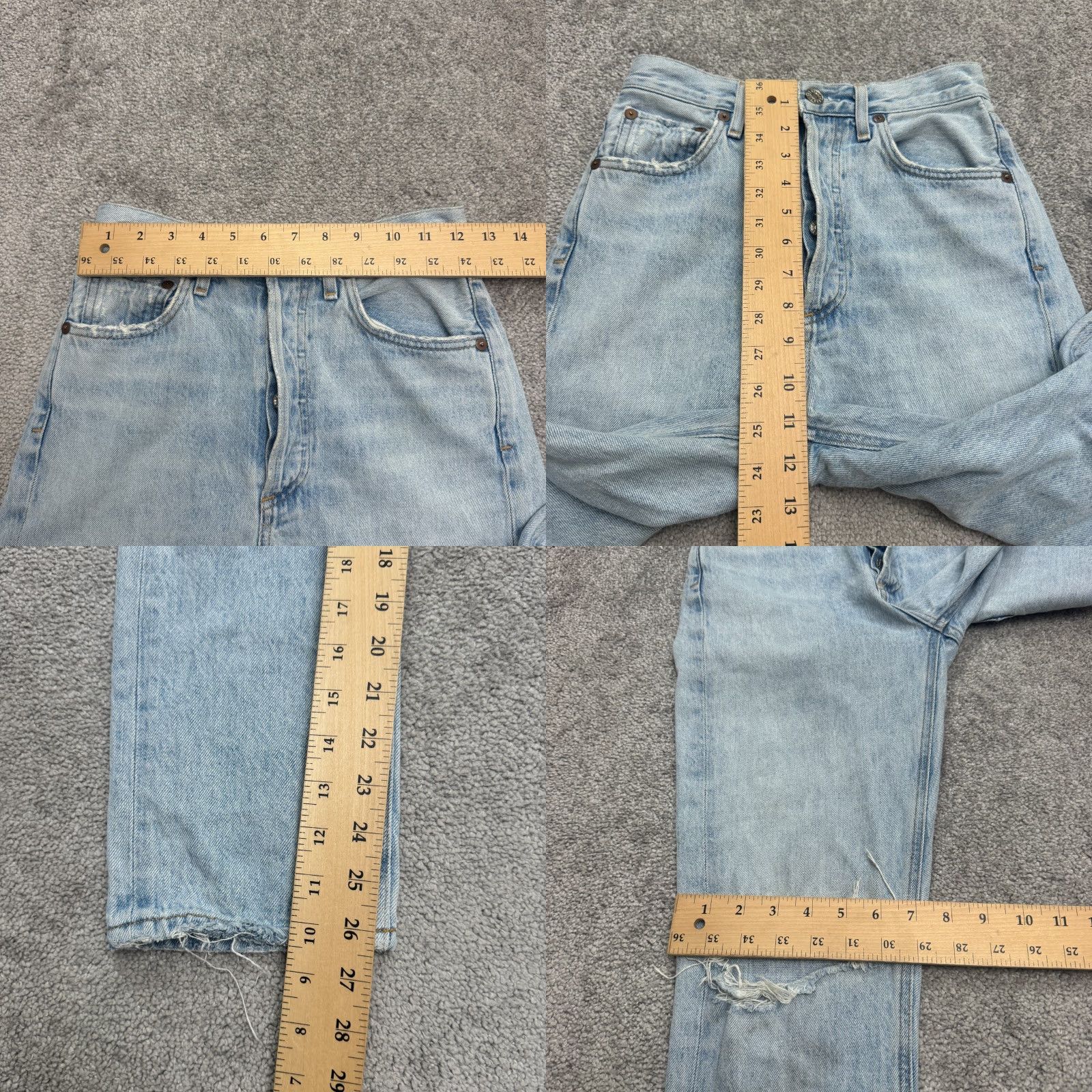 Agolde AGOLDE Jeans Womens 25 Light Wash Distressed Straight Crop High Rise Denim Pants Size 42" / US 20 - 9 Thumbnail