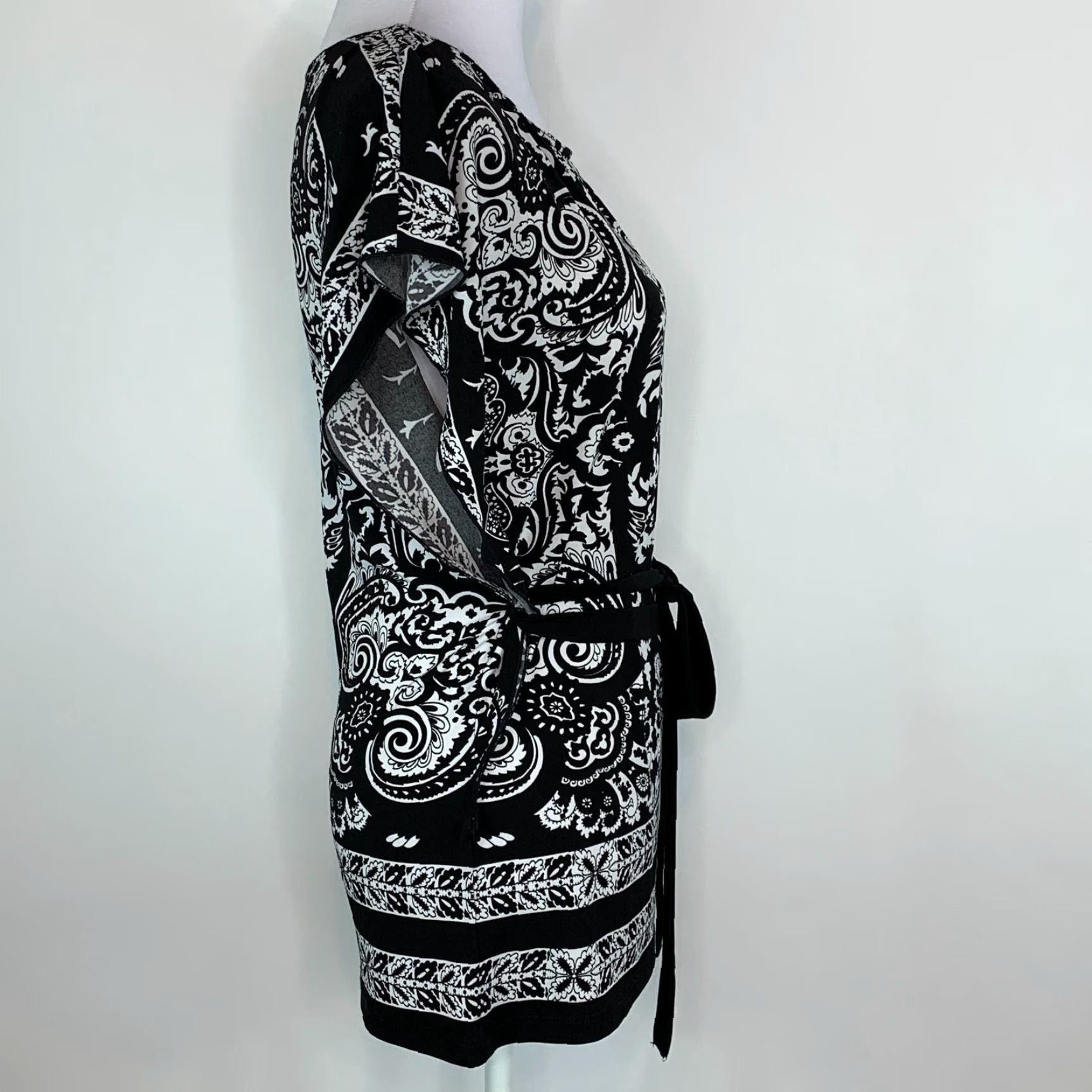 Vintage Wrapper Women XS Paisley Top Blouse Butterfly Sleeve Tie Waist Kimono Style Size XS / US 0-2 / IT 36-38 - 5 Thumbnail