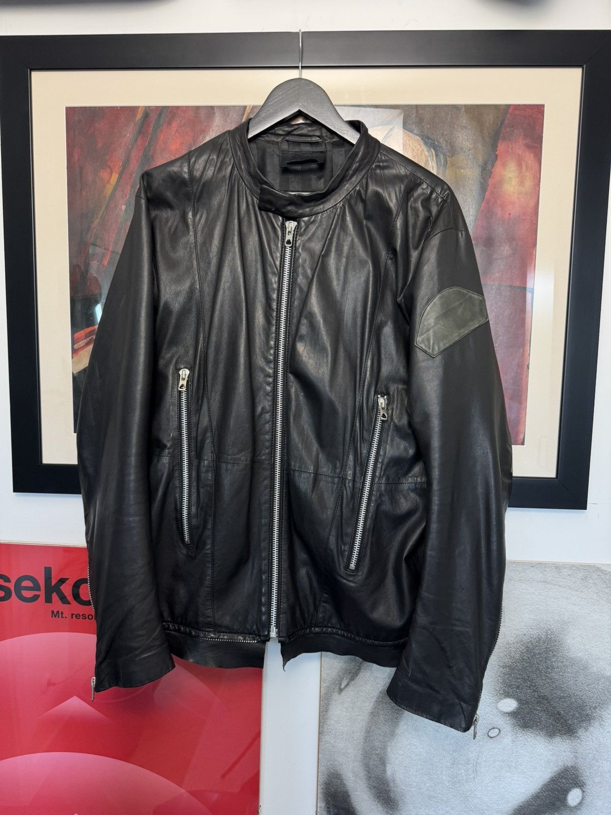 Diesel Black Gold Diesel Black Gold Kimono Biker Jacket Lam RUNWAY