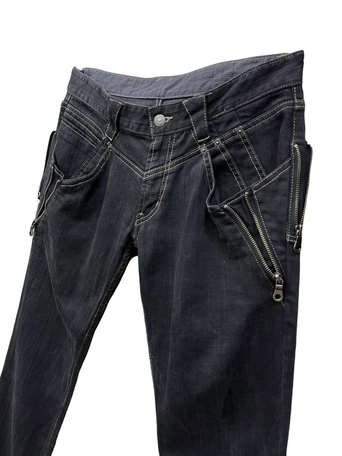 PPFM Vintage PPFM Multi Zipper Super Slim Low Rise Grunge Denim Size US 30 / EU 46 - 1 Thumbnail
