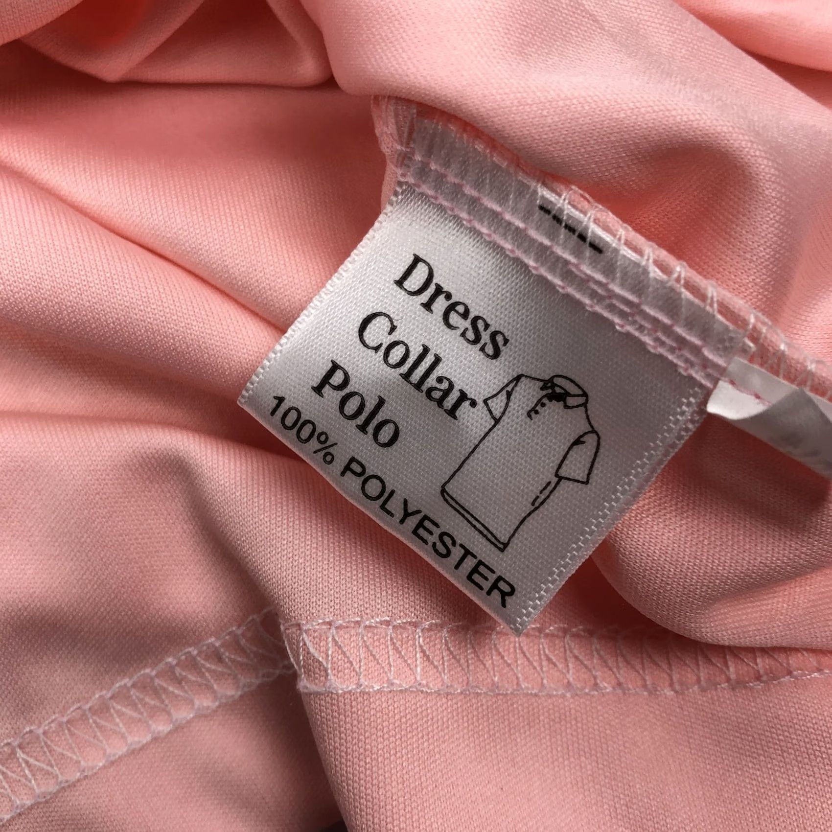 Vintage Collars & Co. Pink Polo Dress Shirt - Large Men's - 100% Polyester - Breathable Knit - Regular Fit Size 42R - 7 Thumbnail