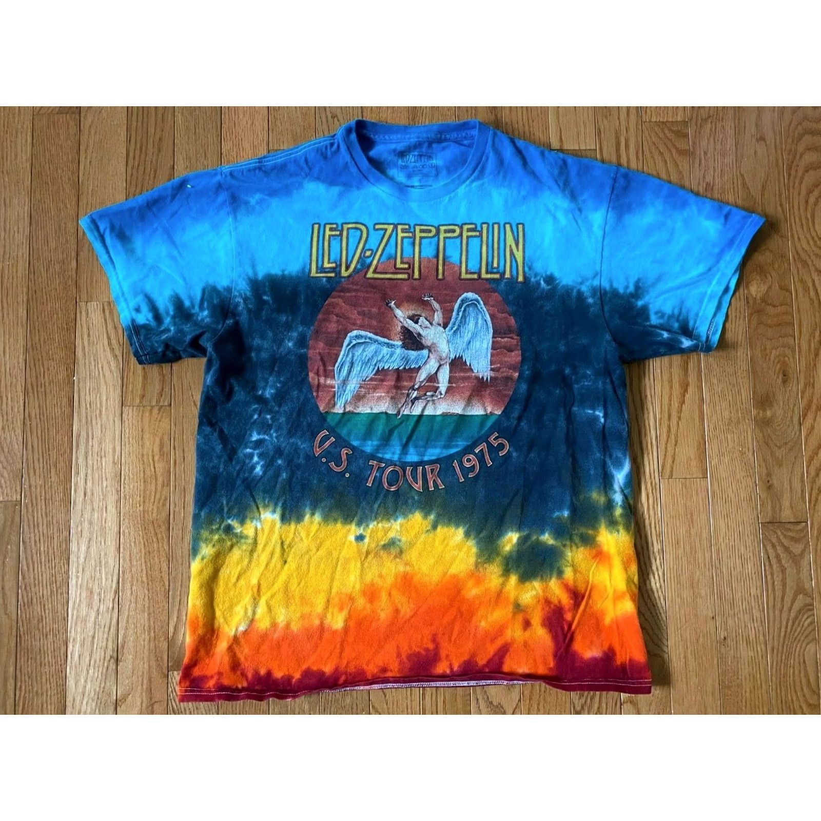 Rainbow Led Zeppelin U.S. Tour 1975 Tie Dye Short Sleeve T-Shirt Sz L Mens Rainbow Tee Size US L / EU 52-54 / 3 - 2 Thumbnail