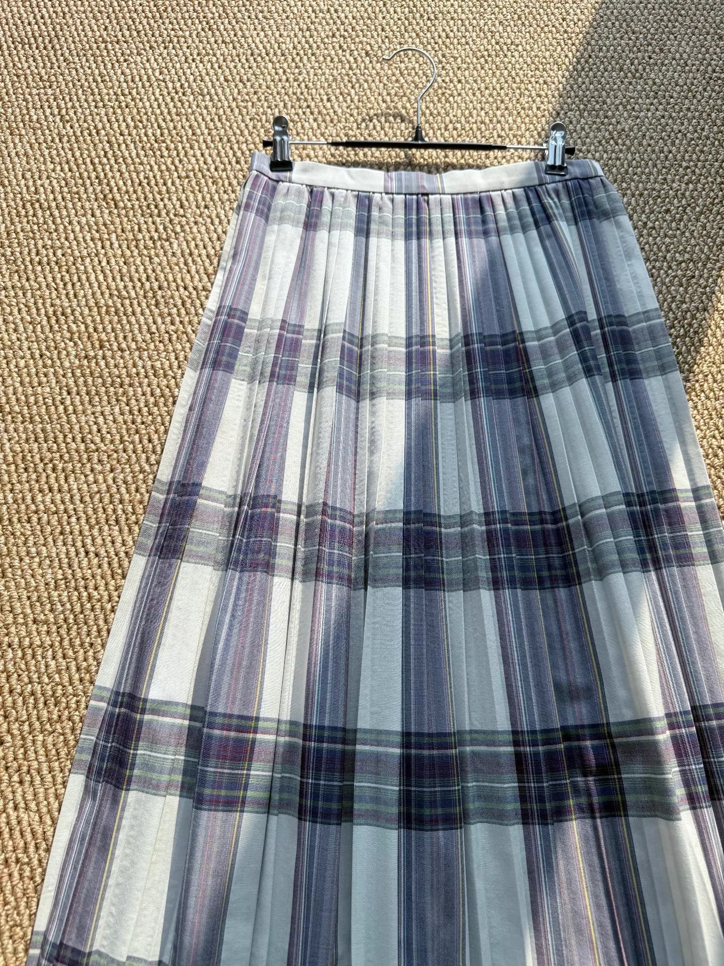 Auralee AURALEE Gray PurpleGreen Check Wool Pleats Midi Skirt Size S Size 26" / US 2 / IT 38 - 4 Thumbnail