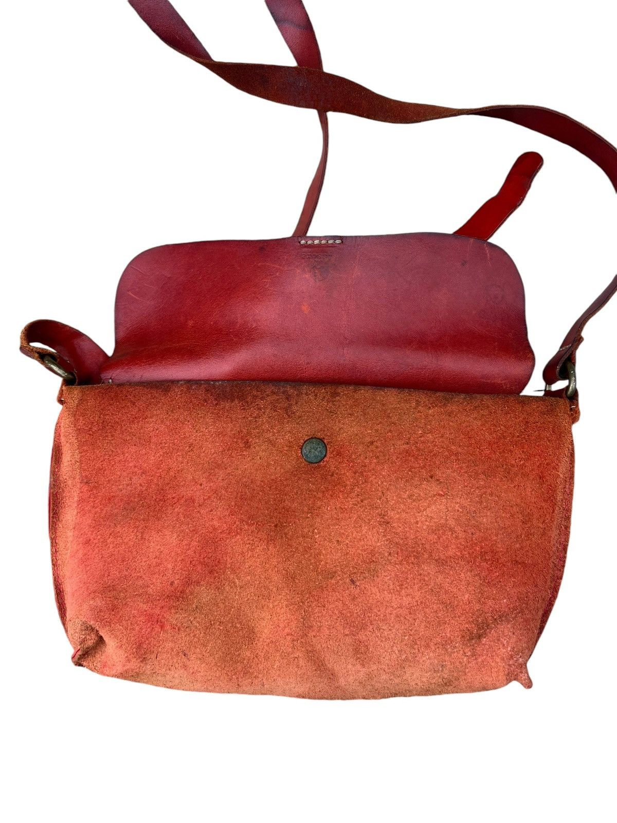 Leather Vintage Kissora Japan Fade Distress Patina Leather Sling Bag Size ONE SIZE - 24 Thumbnail