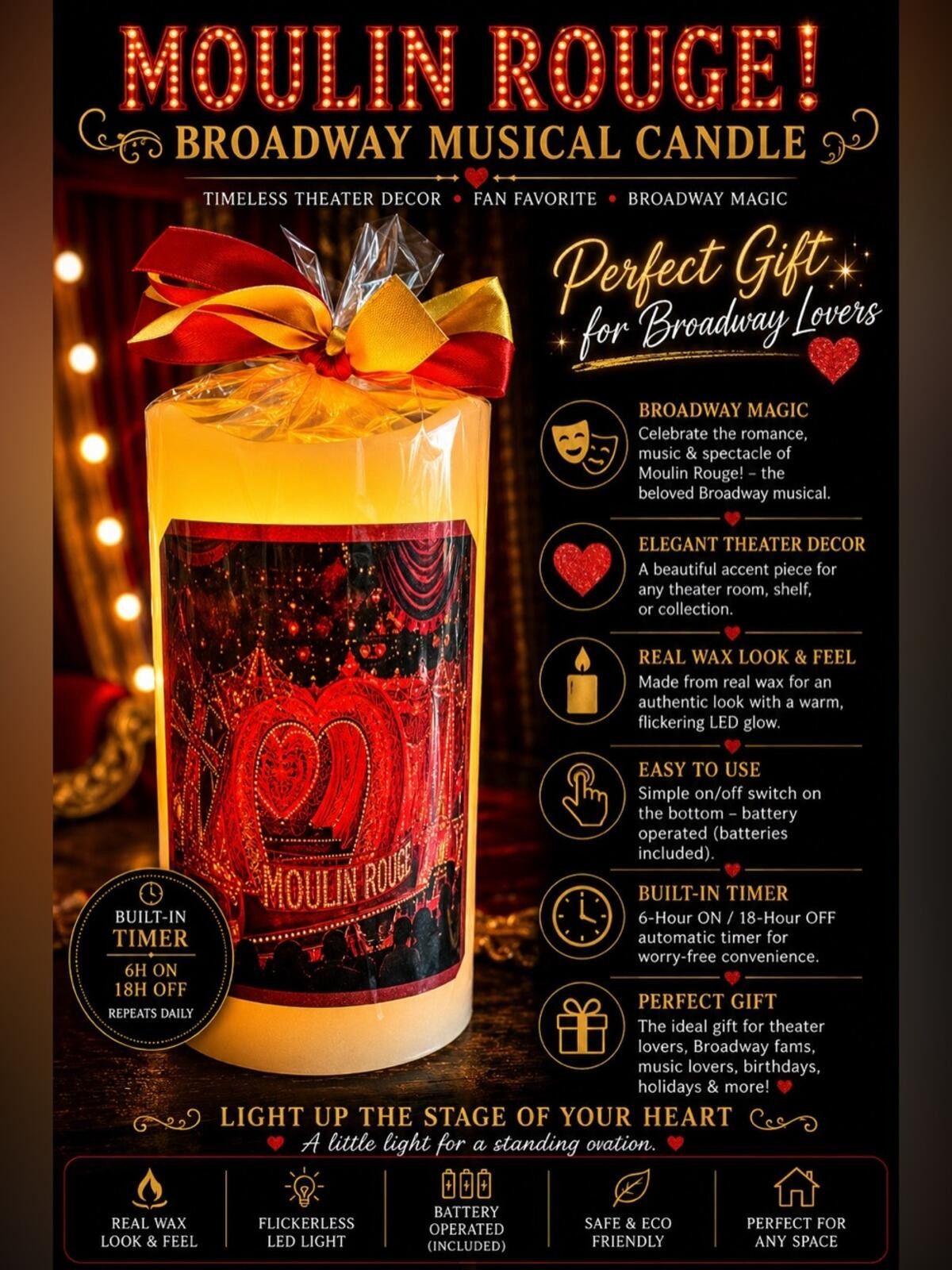 Other Moulin Rouge Broadway Musical LED Candle with Built-in Timer Size ONE SIZE - 1 Thumbnail