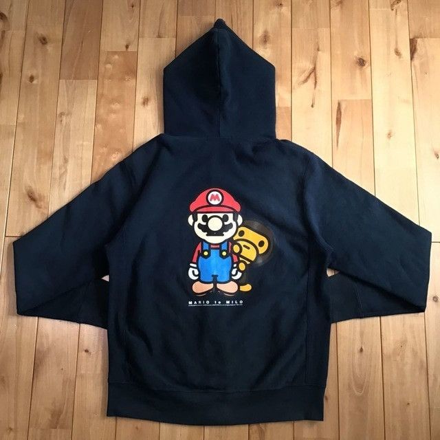 BAPE Nintendo Mario Milo full zip hoodie Navy a bathing ape