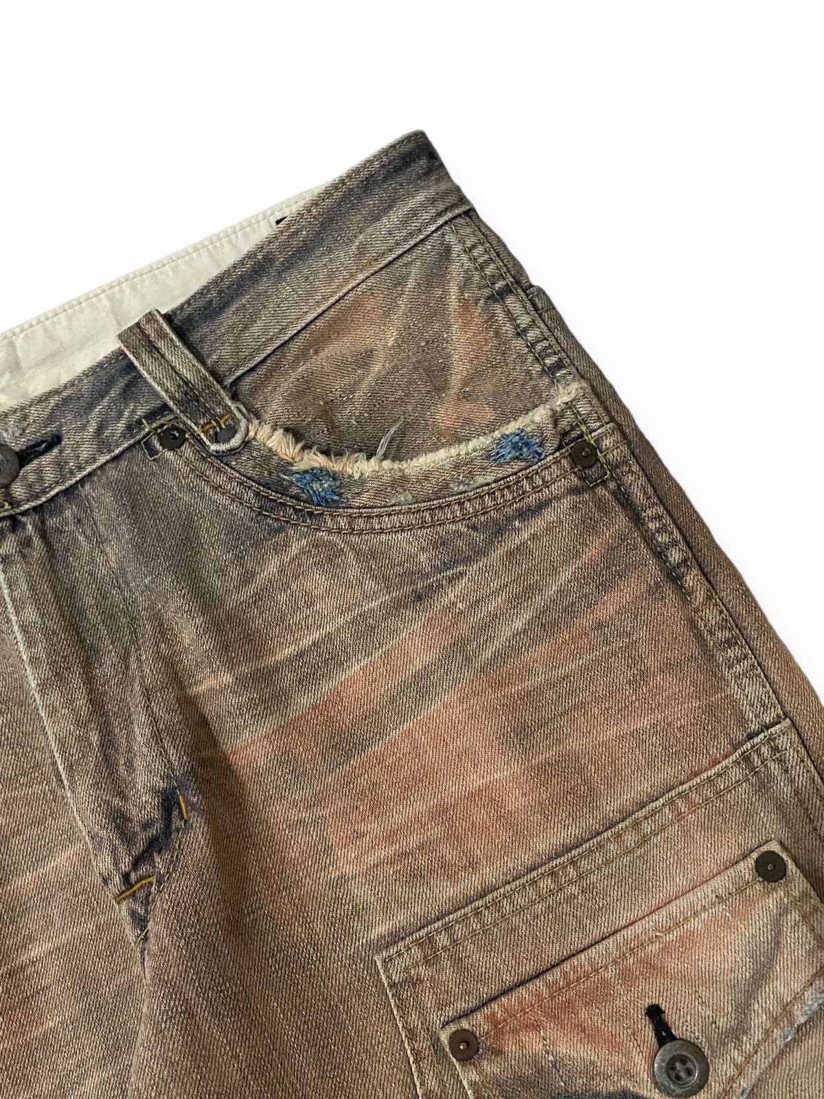 Japanese Brand Japan Bartack Damaged Ripped Bullet Distressed Denim Size US 33 - 10 Thumbnail