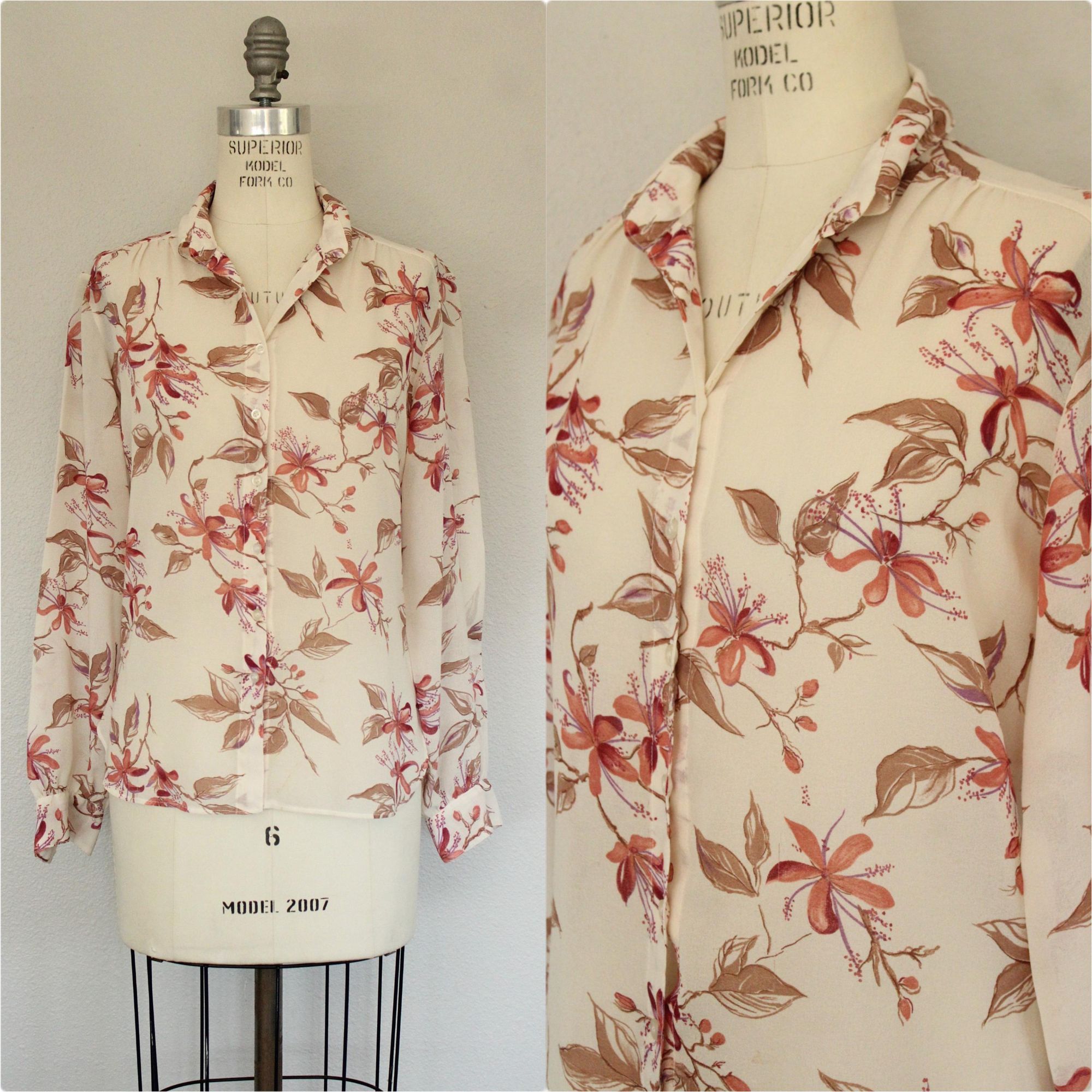 Vintage Vintage 1970s Shirt, Campus Casuals Floral Print Button Down Size L / US 10 / IT 46 - 1 Thumbnail