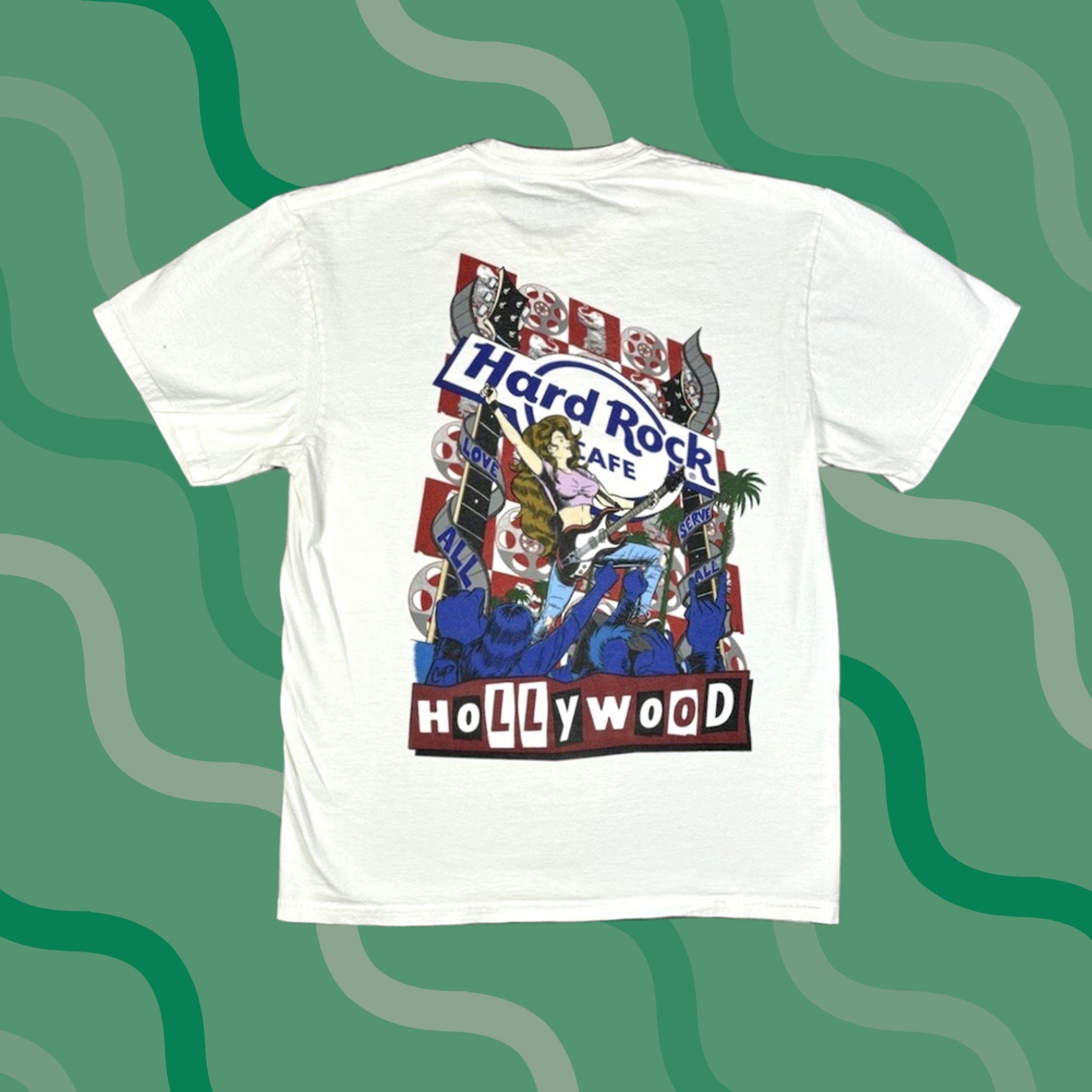 Hard Rock Cafe VINTAGE Hard Rock Cafe T-Shirt Graphic White Crew Neck Short Sleeve L Men 101 Dalmatians Aerosmith Adventure Time Beer 90s Band Size US L / EU 52-54 / 3 - 1 Thumbnail