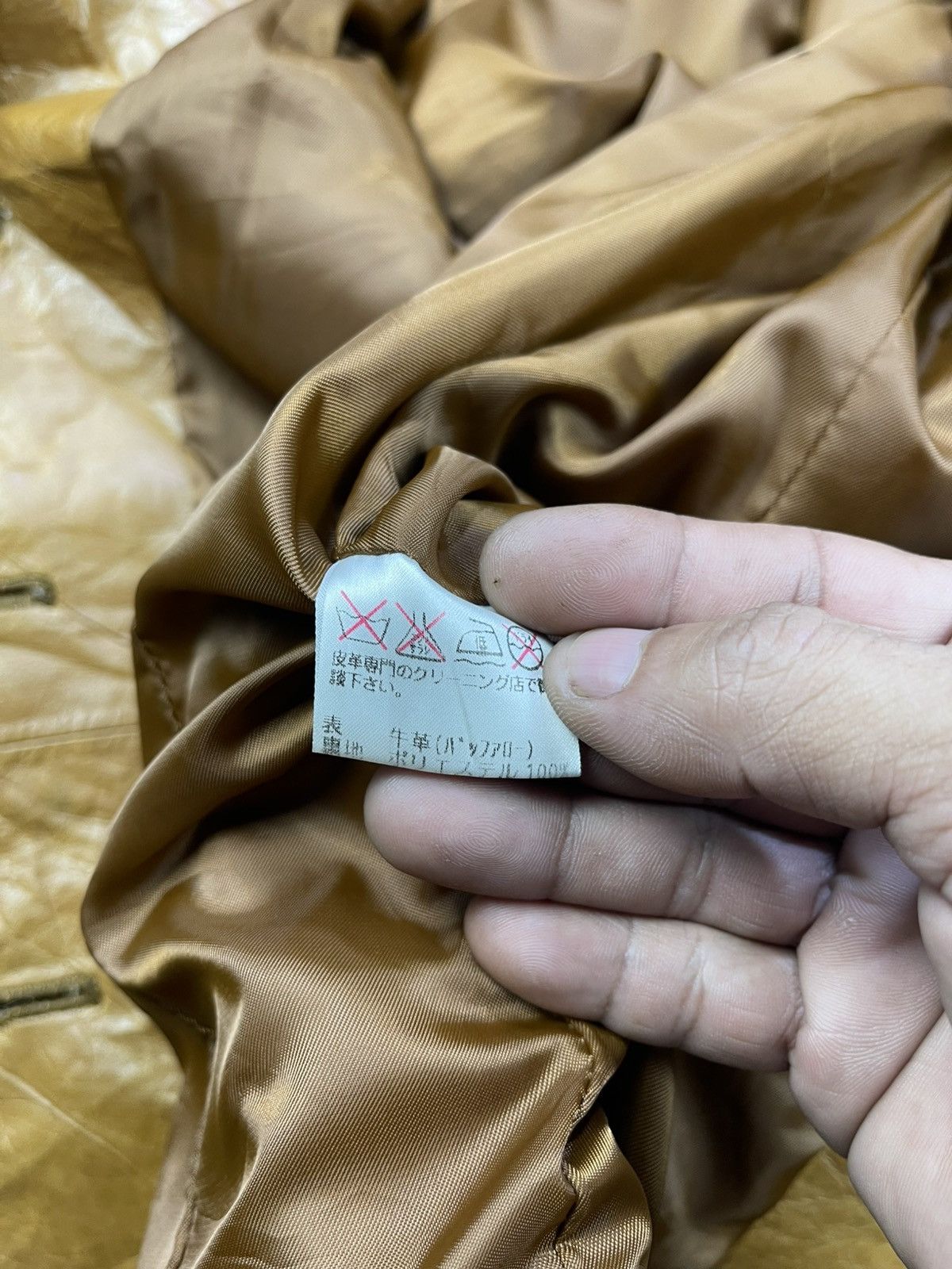 Japanese Brand Pour La Frime Butterscotch Buffalo Hide Leather Blazer Size XS / US 0-2 / IT 36-38 - 17 Thumbnail
