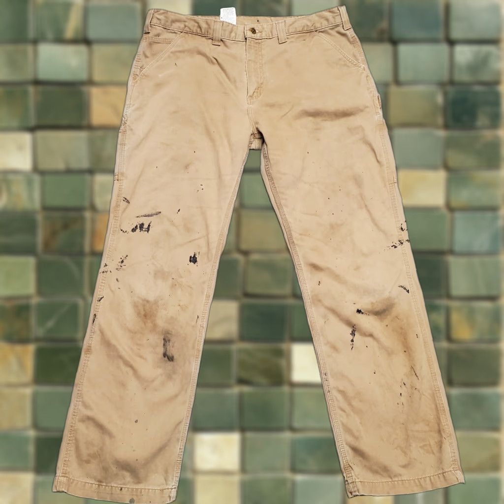 Carhartt Carhartt Pants Men 38x32 Tan Twill Relaxed Carpenter Cargo Workwear B324 DKH Size US 38 / EU 54 - 1 Thumbnail
