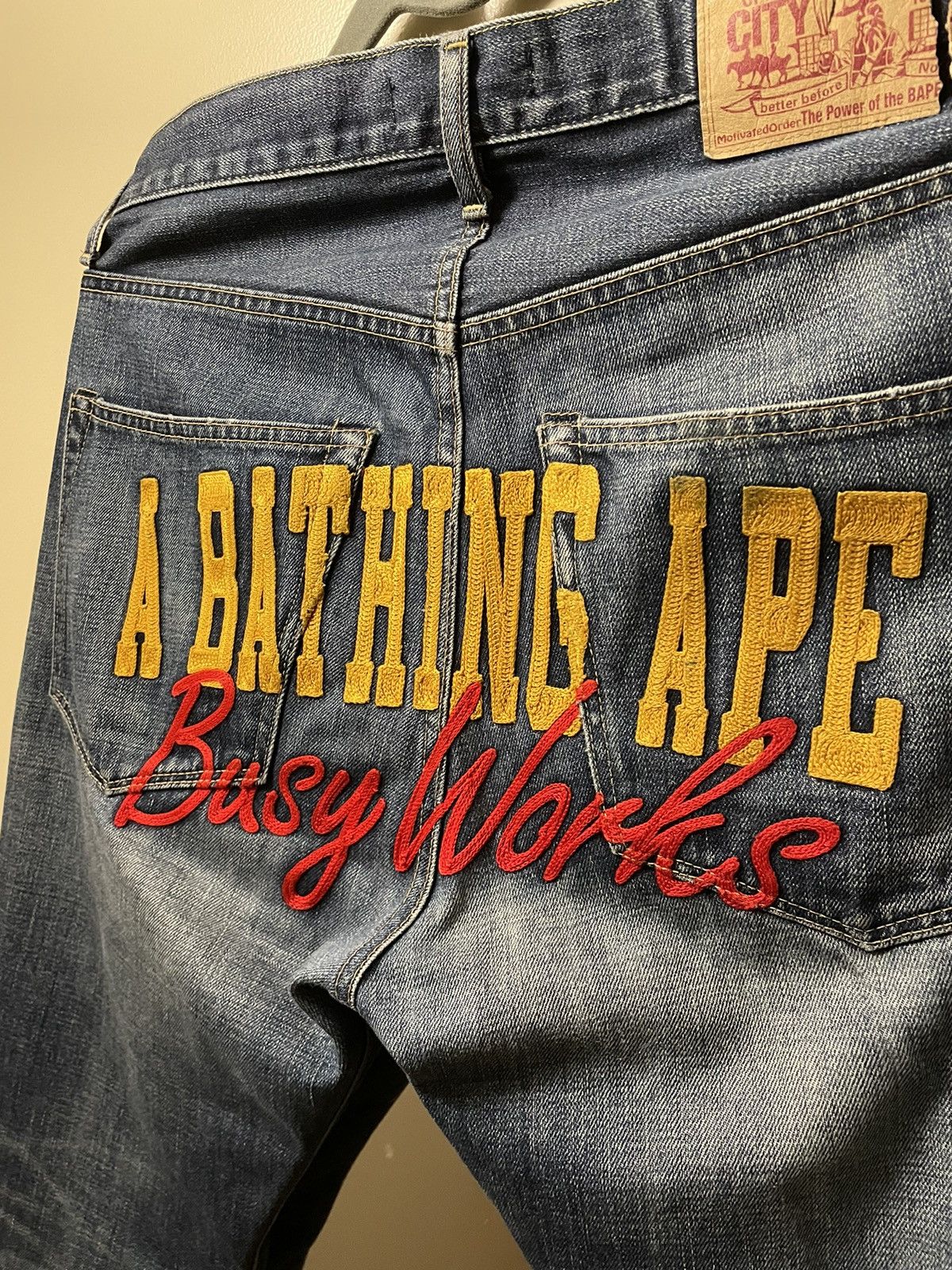 image of Bape x Nigo Bathing Ape Busy Works Jeans in Blue, Men's (Size 32)