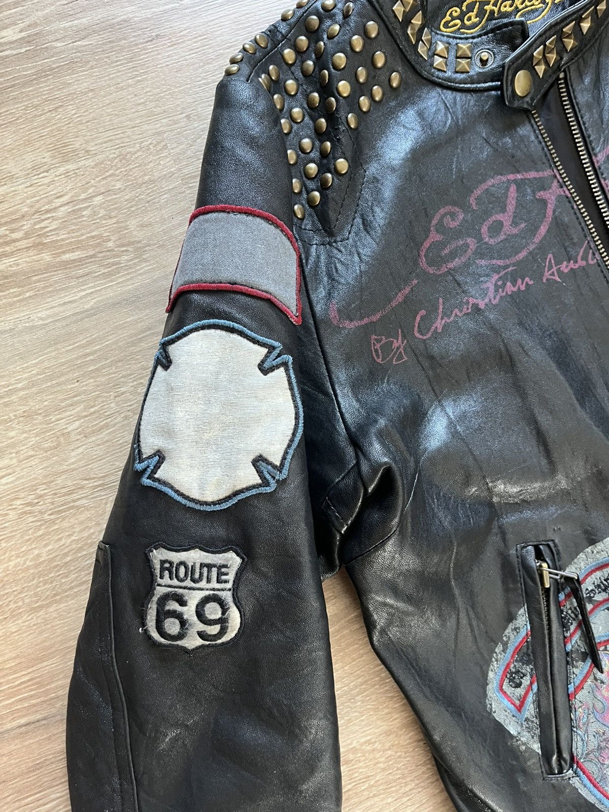 「激レア」Y2K Ed hardy レザージャケット Y2K rare #edhardy leather jacket Size L $375 #leather