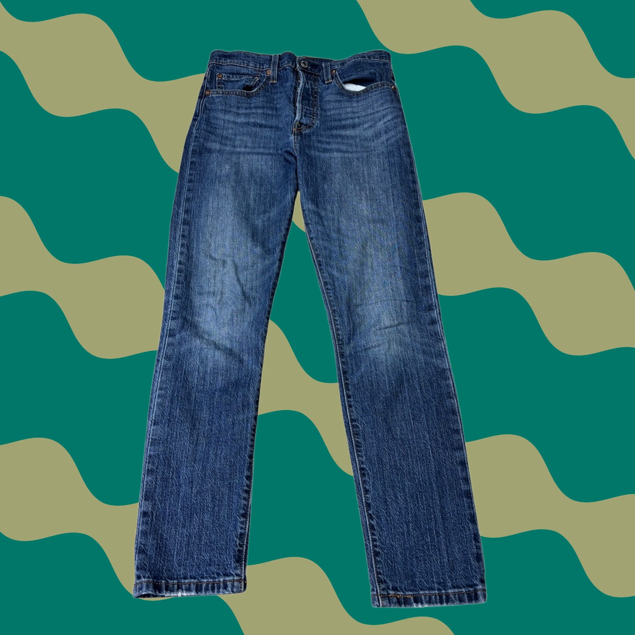 Levi's VINTAGE Levis Premium 501 Original Fit Straight Leg Blue Womens W27 L28 Button Fly Size ONE SIZE - 1 Thumbnail