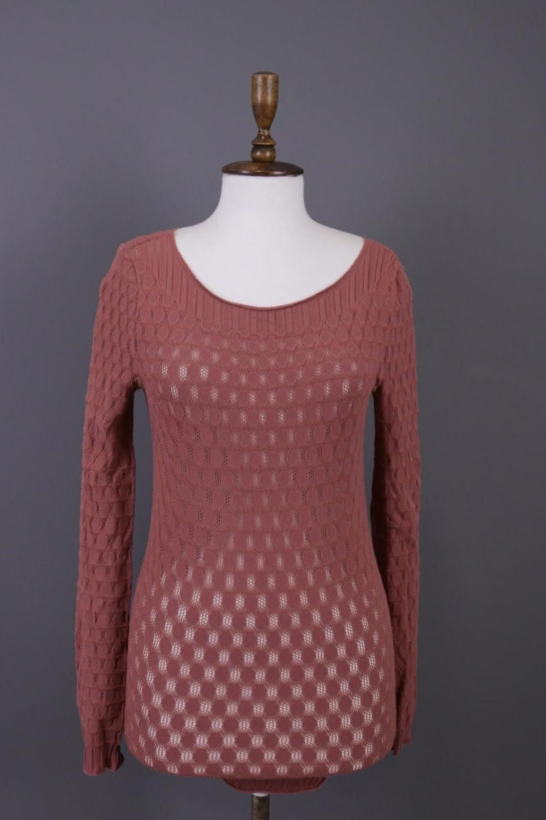 Pink Floyd Pinko Pink Wool Knit Designer Bodycon Mesh Sweater Size S Size S / US 4 / IT 40 - 1 Thumbnail