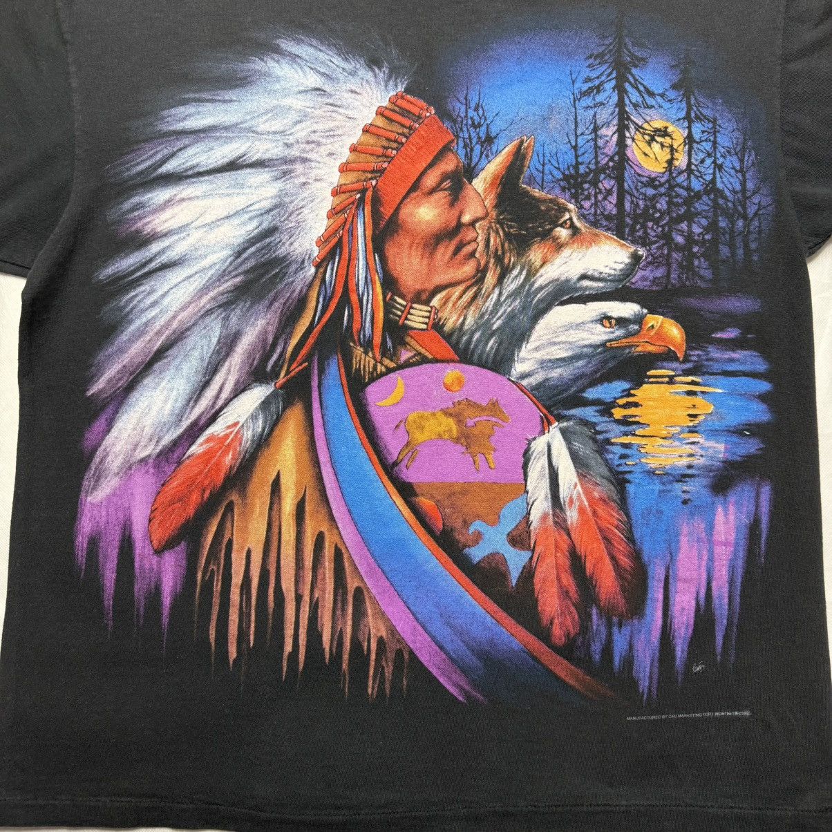 Vintage Vintage 3D Emblem Native Wolf Eagle Tee L USA Size US L / EU 52-54 / 3 - 1 Thumbnail