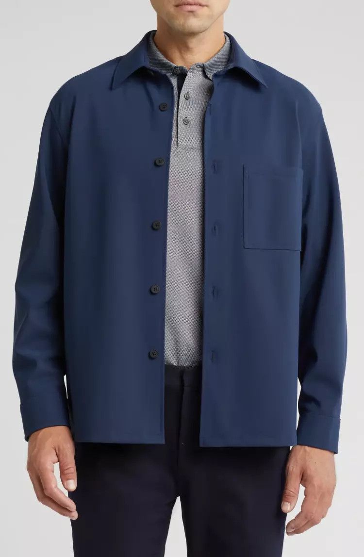 Theory Theory Men's Clyfford Precision Ponte Shirt Jacket in Blue S Size US S / EU 44-46 / 1 - 4 Thumbnail