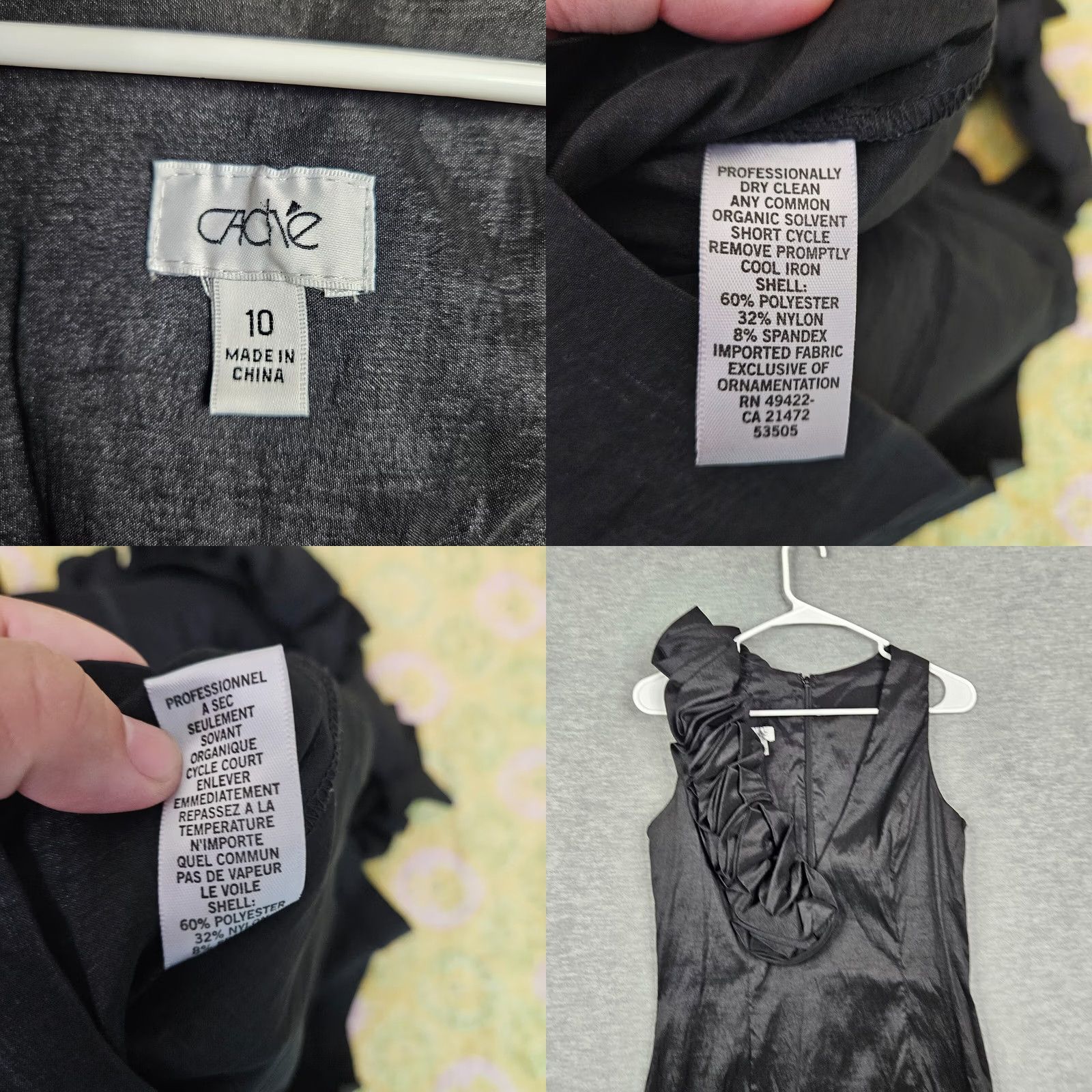 Vintage Cache Black Rosette Ruffle Shoulder Bodycon Cocktail Prom Mini Dress Size 10 Size L / US 10 / IT 46 - 8 Thumbnail