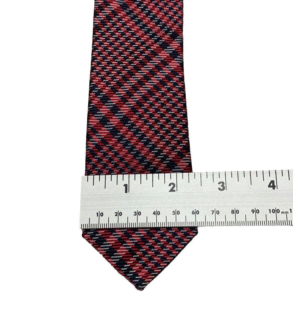 Ben Sherman Ben Sherman Men’s Red Blue Plaid Print Silk Neck Tie Size ONE SIZE - 8 Thumbnail