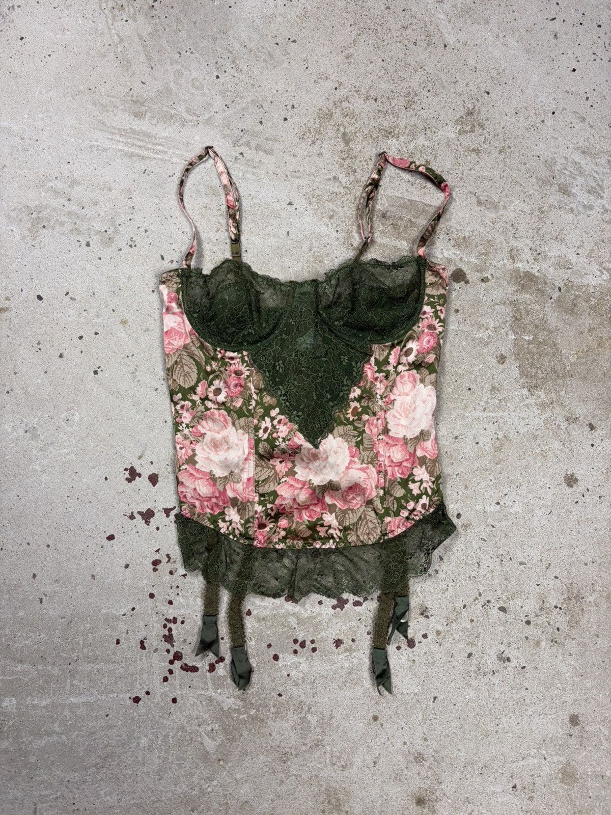 Valentino Vintage 90s Valentino Garavani Silk Floral Print Lace Corset Size S / US 4 / IT 40 - 1 Thumbnail