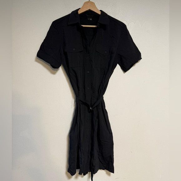 Theory Theory Black Button-Down Shirt Dress with Belt - Size 4 Size S / US 4 / IT 40 - 2 Thumbnail
