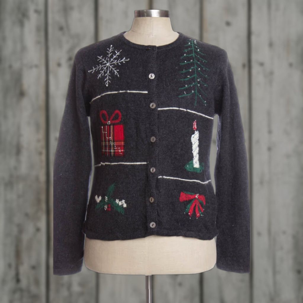 Other VINTAGE Villager Sport Cardigan Shirt Adult Large Ramie Cotton Christmas Other Ladies XL Mens Large Fringe Collage 1954 Ragstock Size L / US 10 / IT 46 - 1 Preview