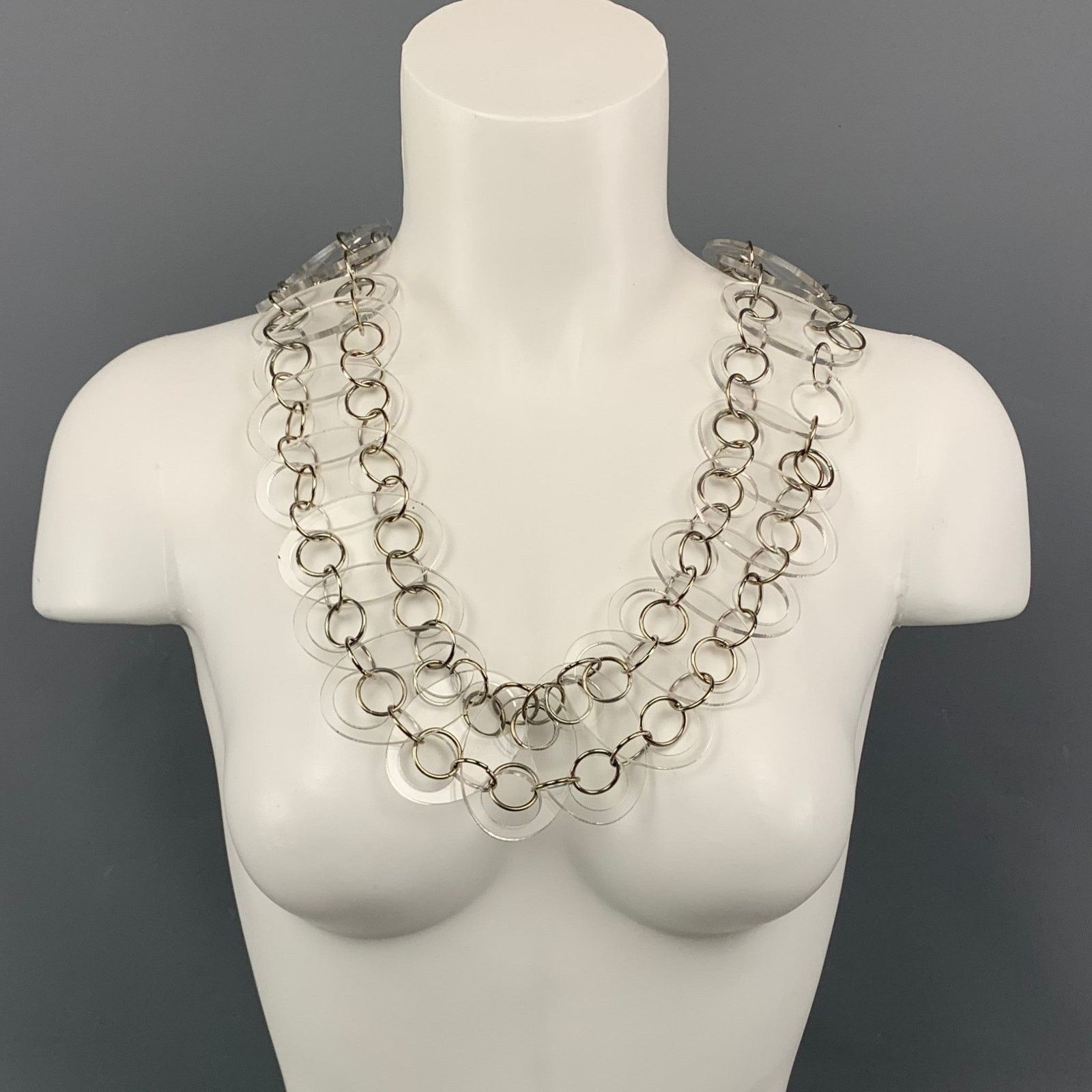 Paco Rabanne PACO RABANNE Clear Silver Link Lucite Ring Necklace Belt Size ONE SIZE - 6 Thumbnail