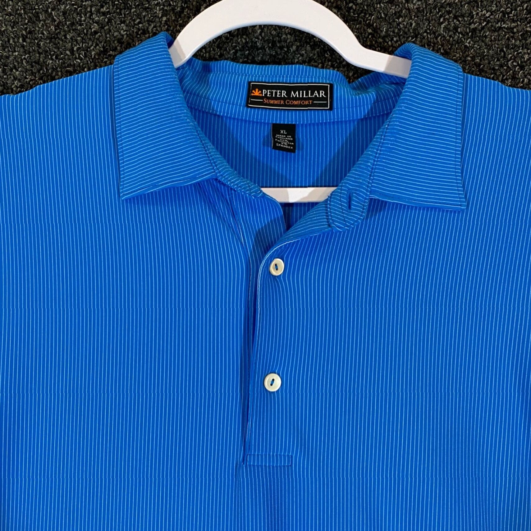 Peter Millar PETER MILLAR Polo Shirt Mens XL Blue Stripe Summer Comfort Performance Golf S/S Size US XL / EU 56 / 4 - 2 Thumbnail