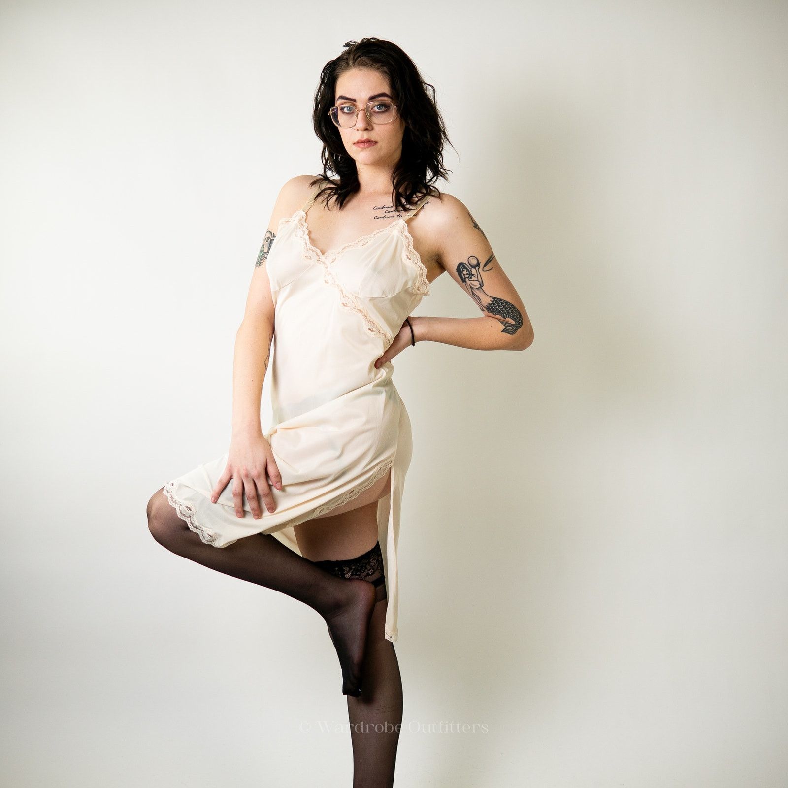 Vintage Vintage 60s White Lace Lingerie Slip Size ONE SIZE - 1 Thumbnail