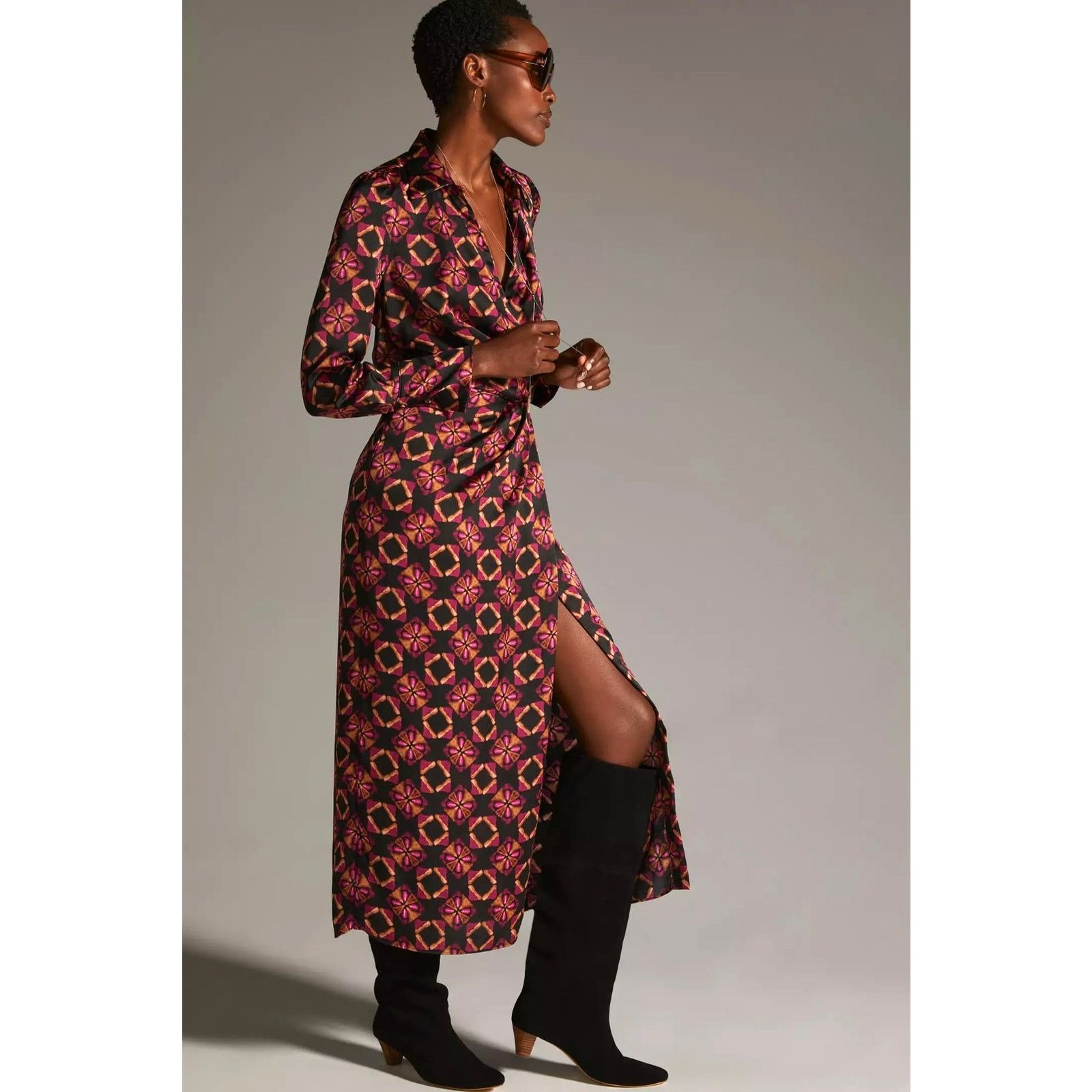 Anthropologie × MISA Los Angeles New Anthropologie MISA Long-Sleeve Wrap Dress$435 XS Black Size XS / US 0-2 / IT 36-38 - 4 Thumbnail