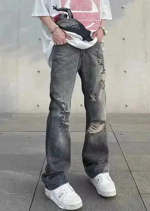 Japanese Brand Distressed Gray Denim Jeans Size US 32 / EU 48 - 2 Thumbnail