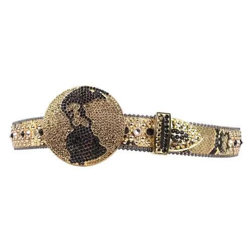 Homemade × Japanese Brand Belts y2k yellow studded rhinestone leather belt Size 34 - 4 Thumbnail
